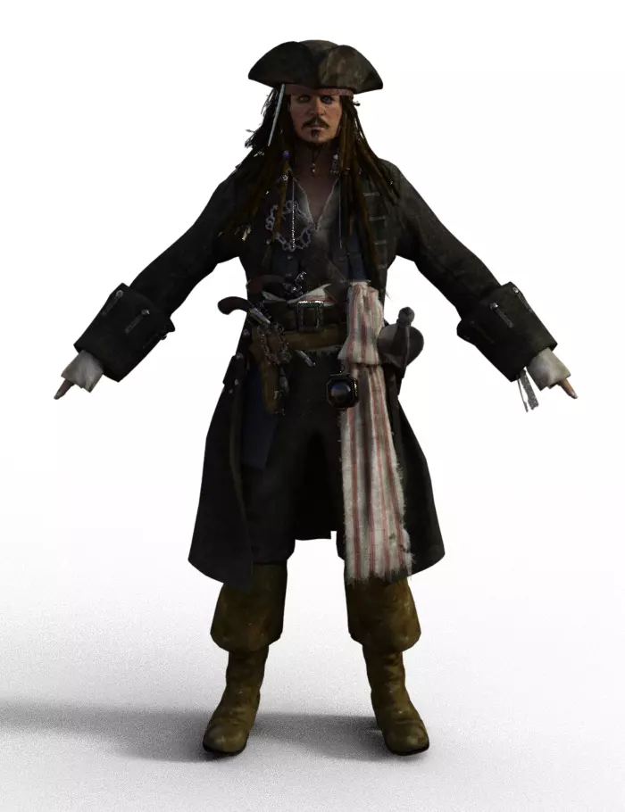 Jack Sparrow GameReady Low-poly 3D model