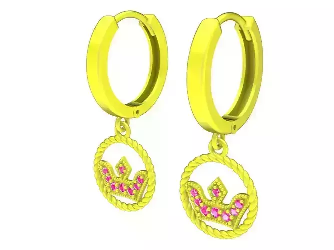 6093 korean crown earrings