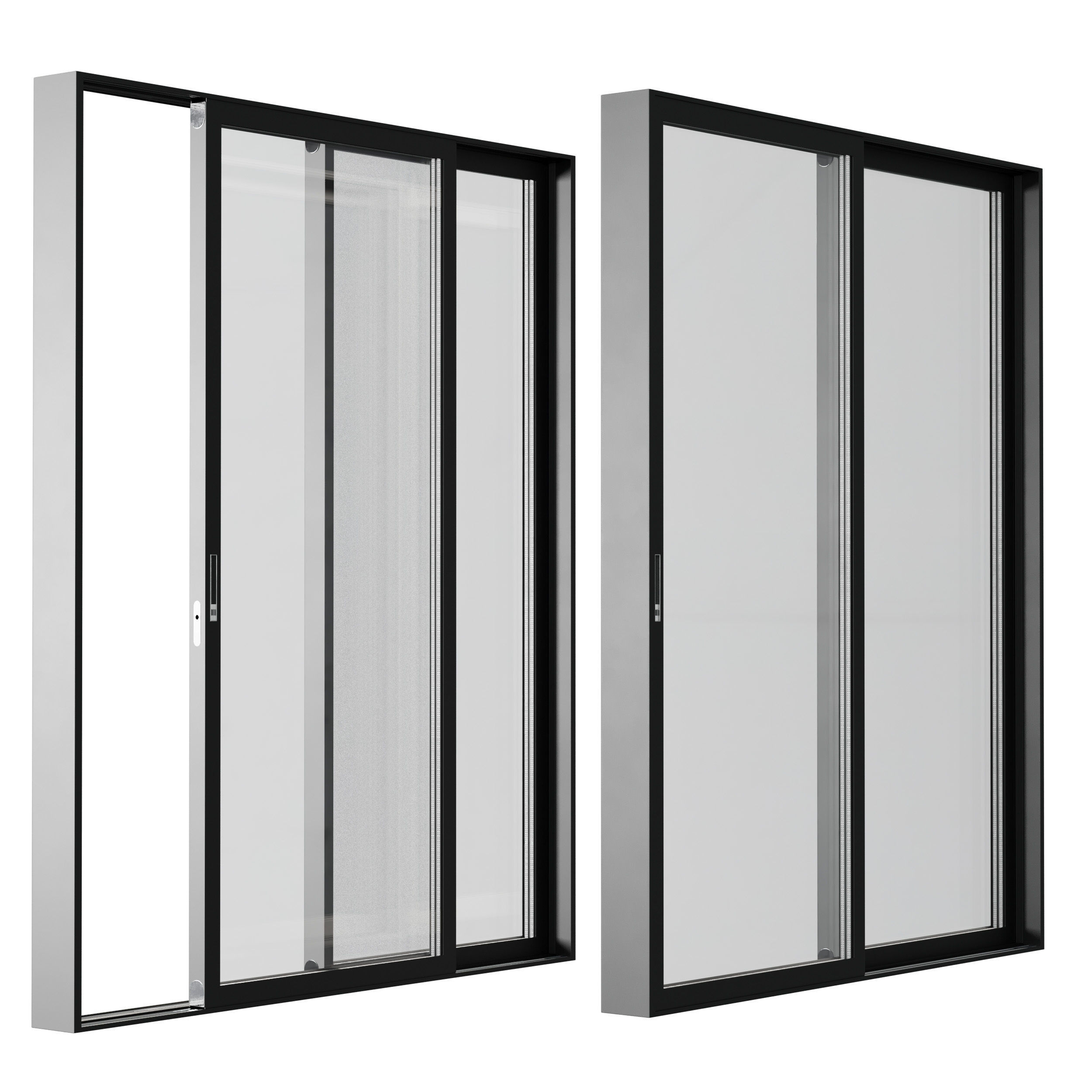 sliding Metal Windows - Doors 03 Low-poly 3D model_4