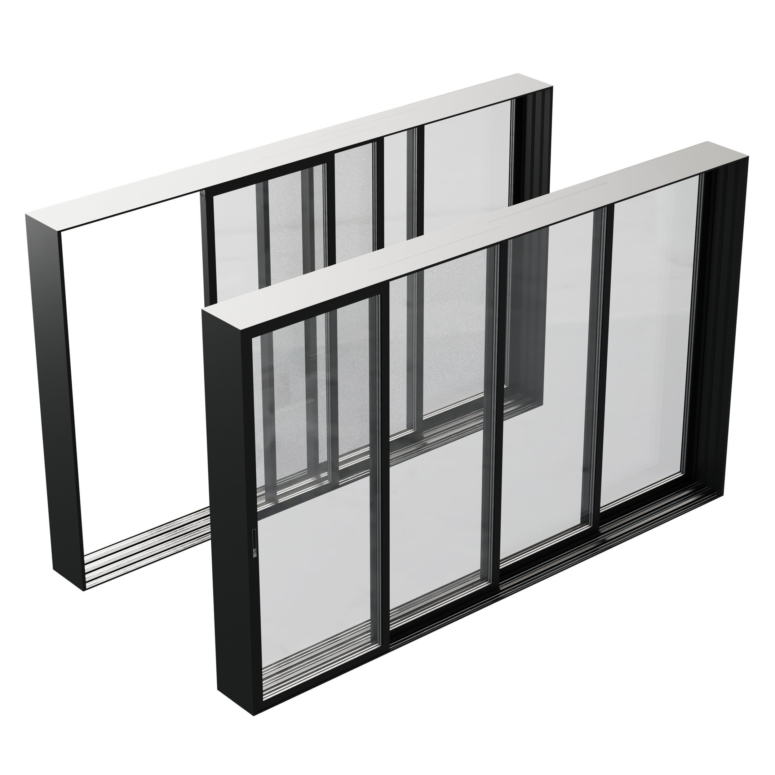 sliding Metal Windows - Doors 03 Low-poly 3D model_3