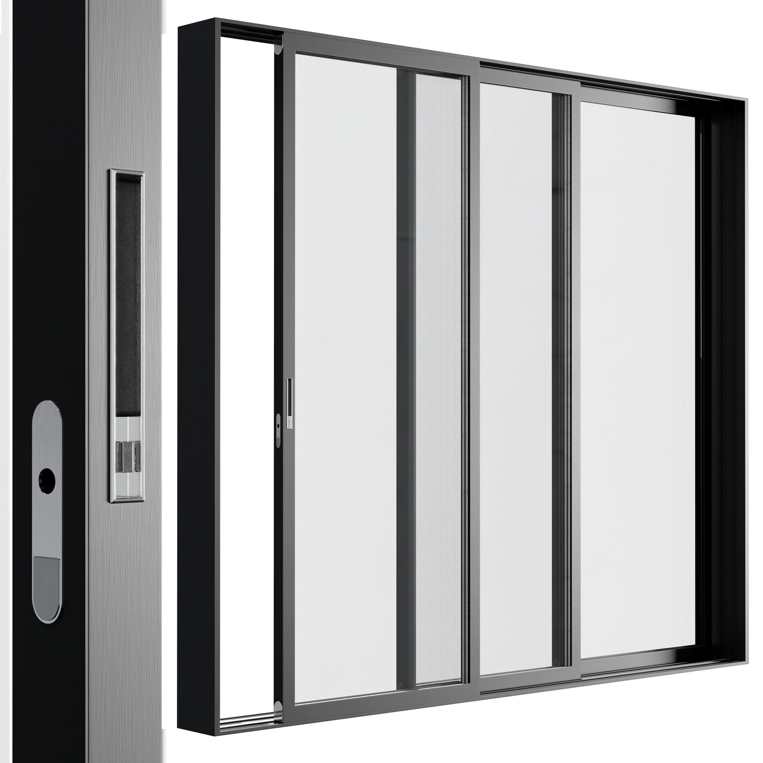 sliding Metal Windows - Doors 03 Low-poly 3D model_1