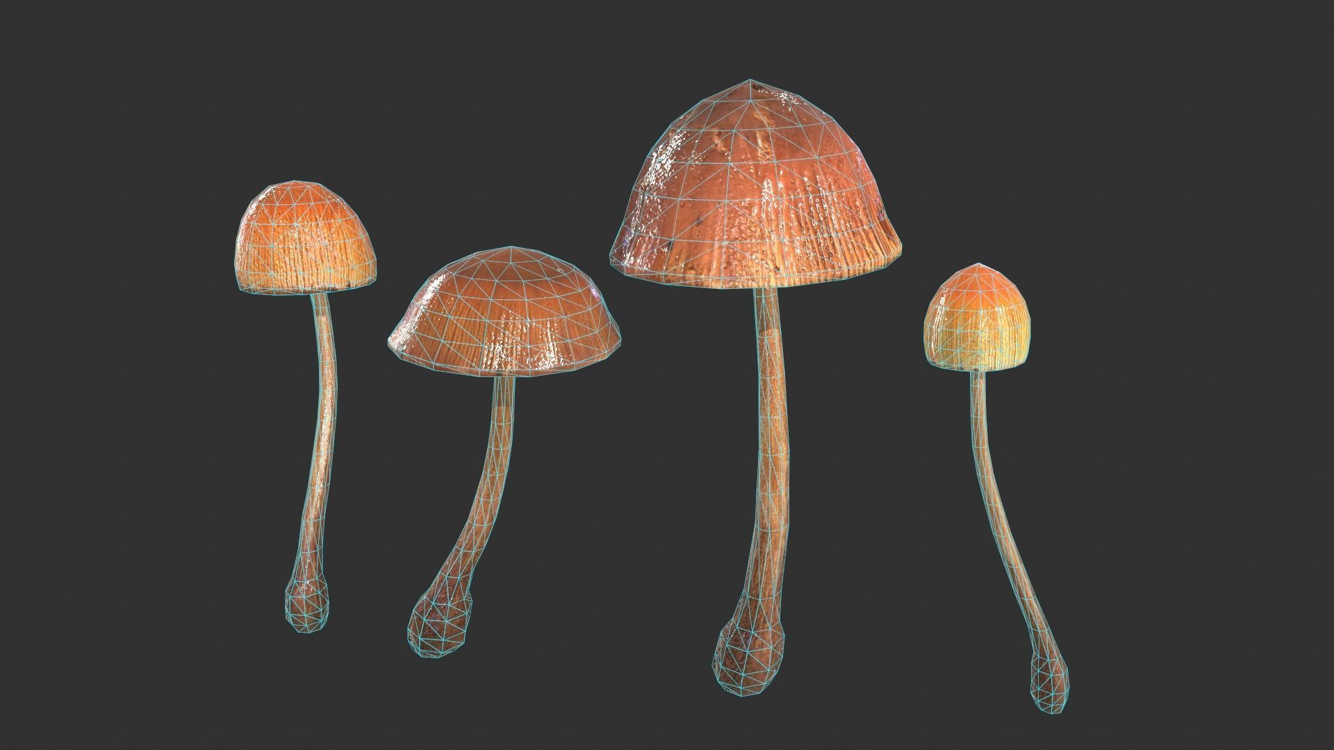 Generic Mushrooms Low-poly 3D model_5