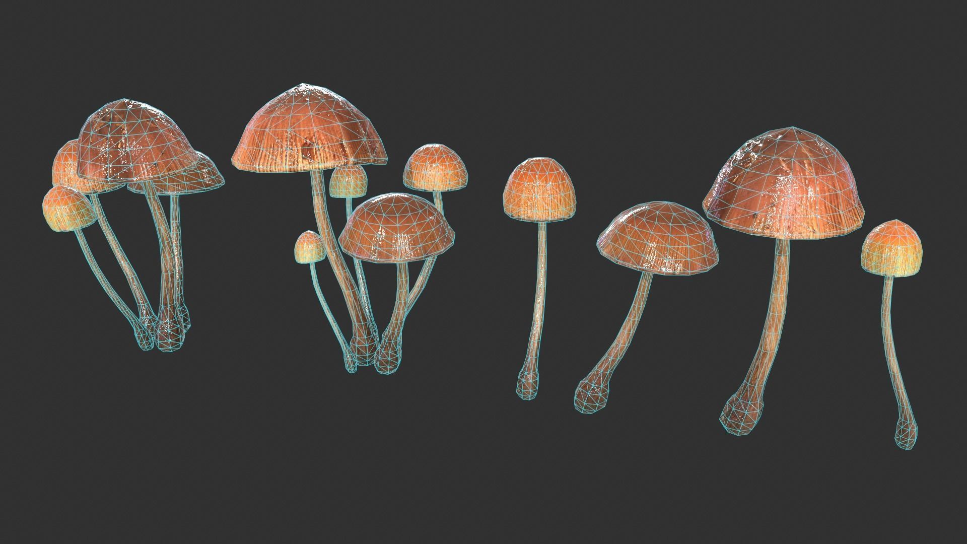 Generic Mushrooms Low-poly 3D model_1