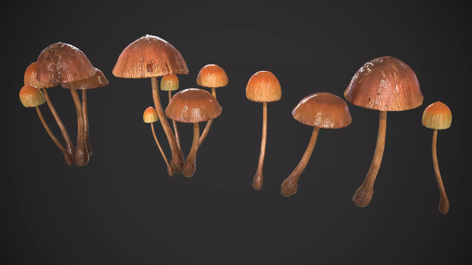 Generic Mushrooms Low-poly 3D model_0