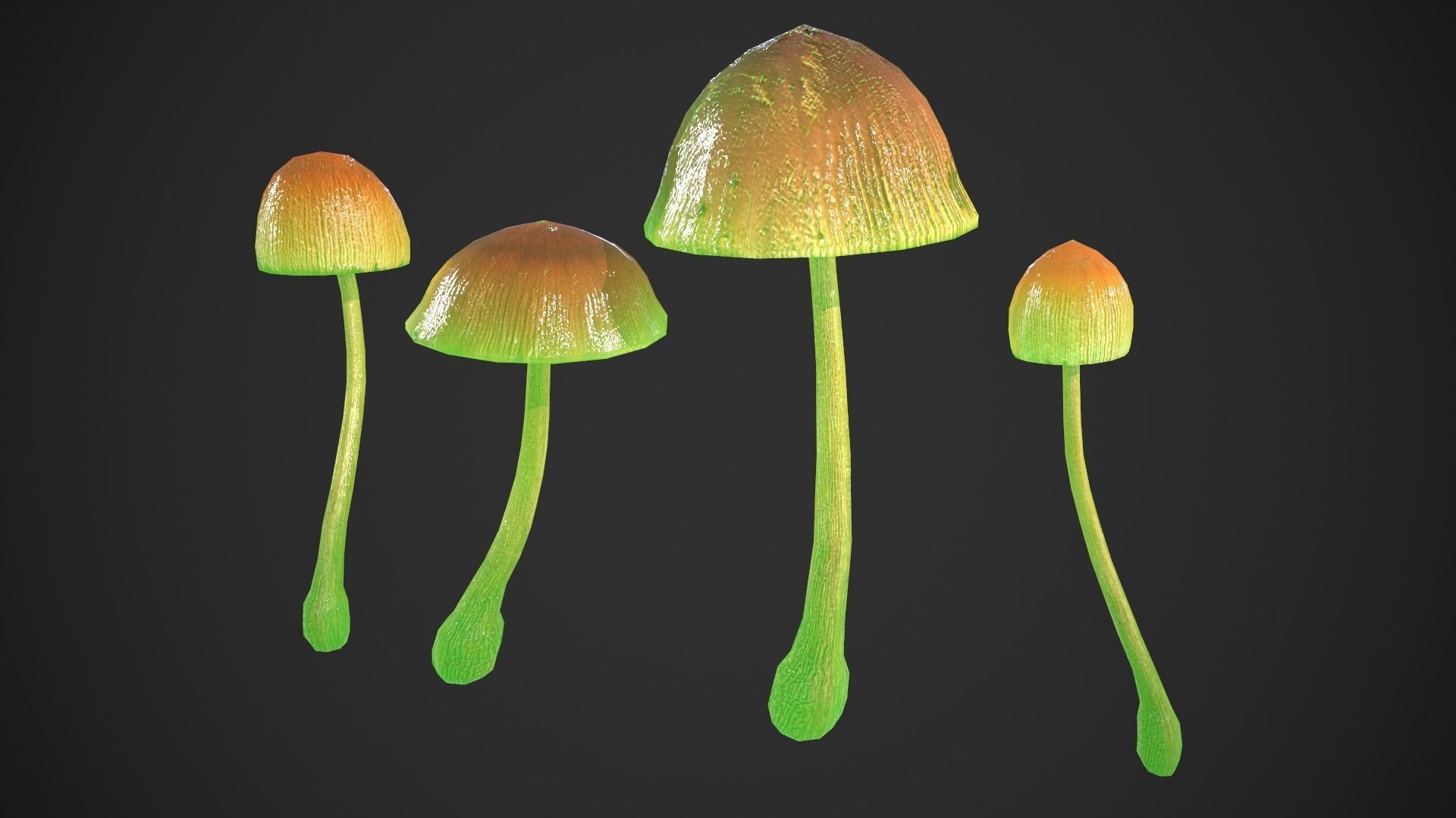Generic Mushrooms Low-poly 3D model_4