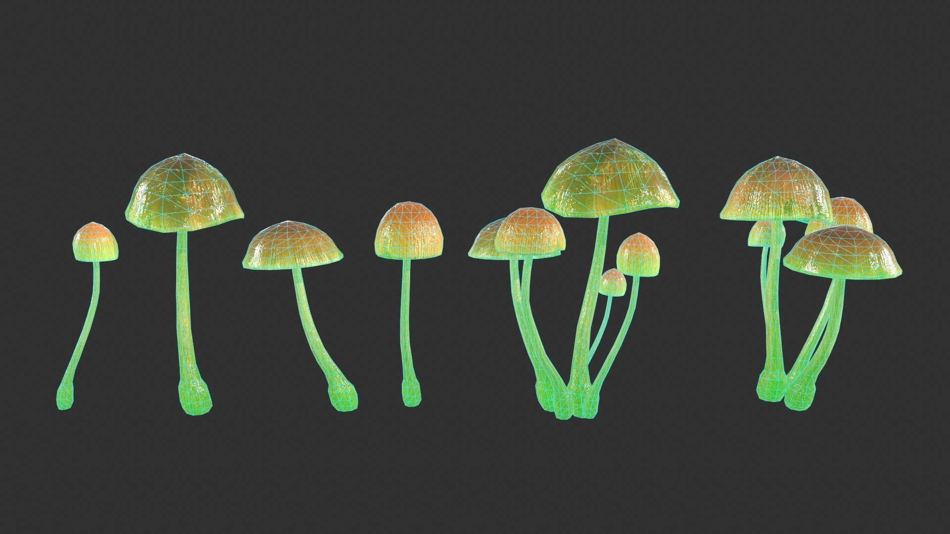 Generic Mushrooms Low-poly 3D model_15