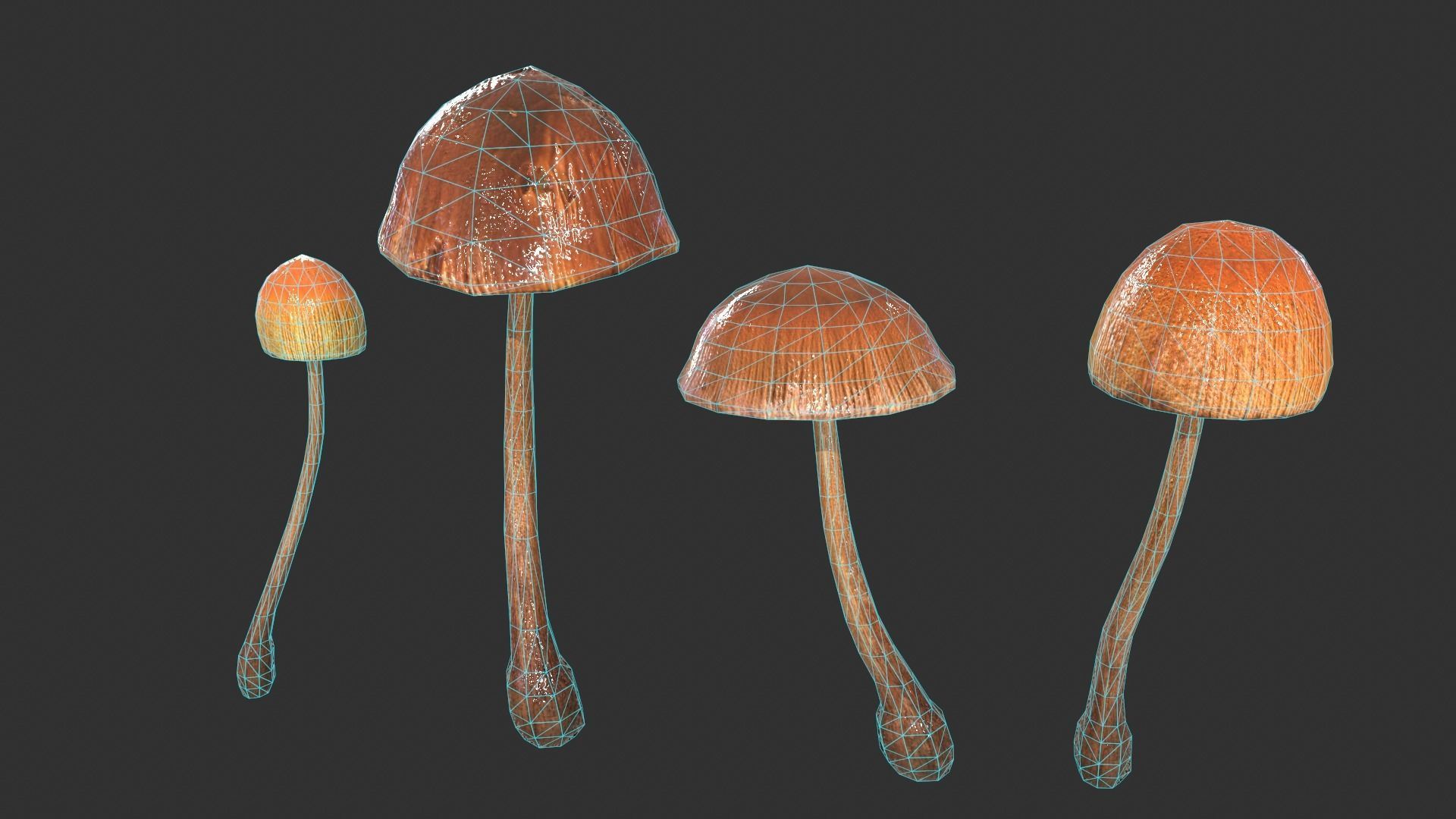 Generic Mushrooms Low-poly 3D model_10