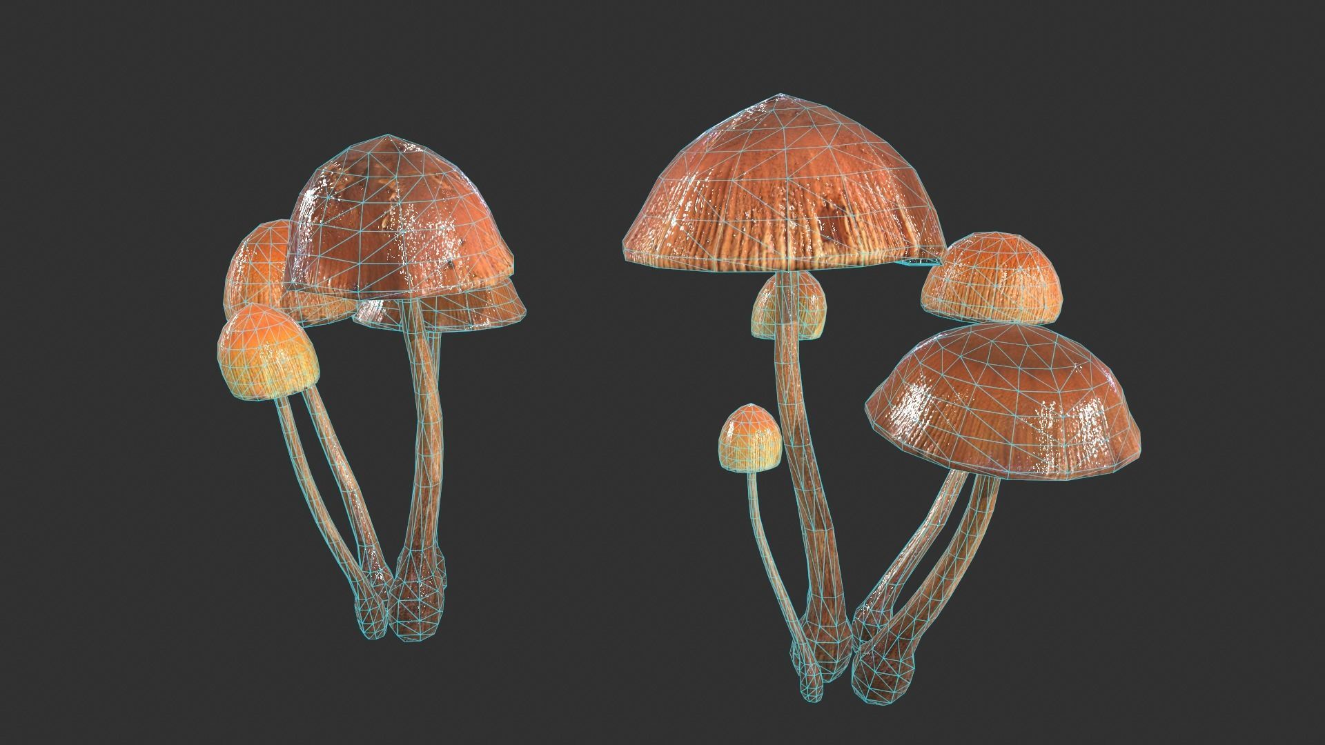 Generic Mushrooms Low-poly 3D model_7