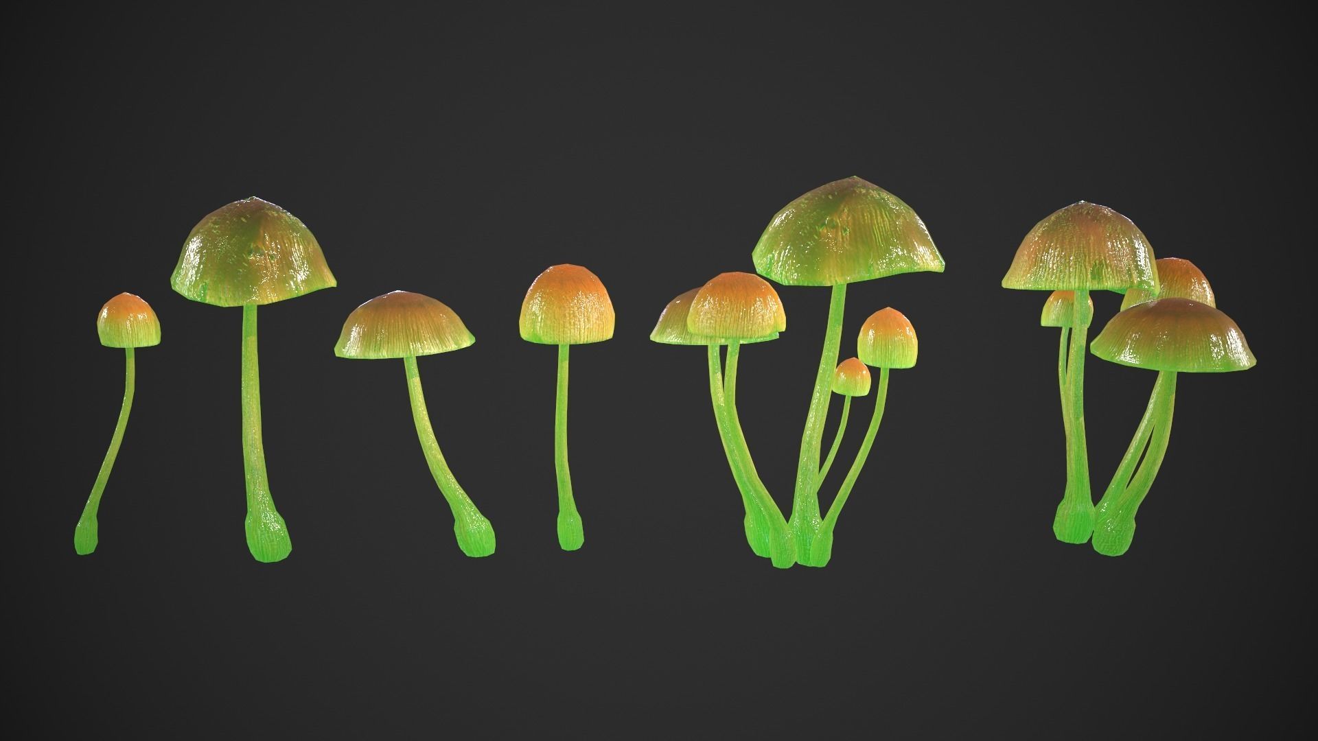 Generic Mushrooms Low-poly 3D model_14