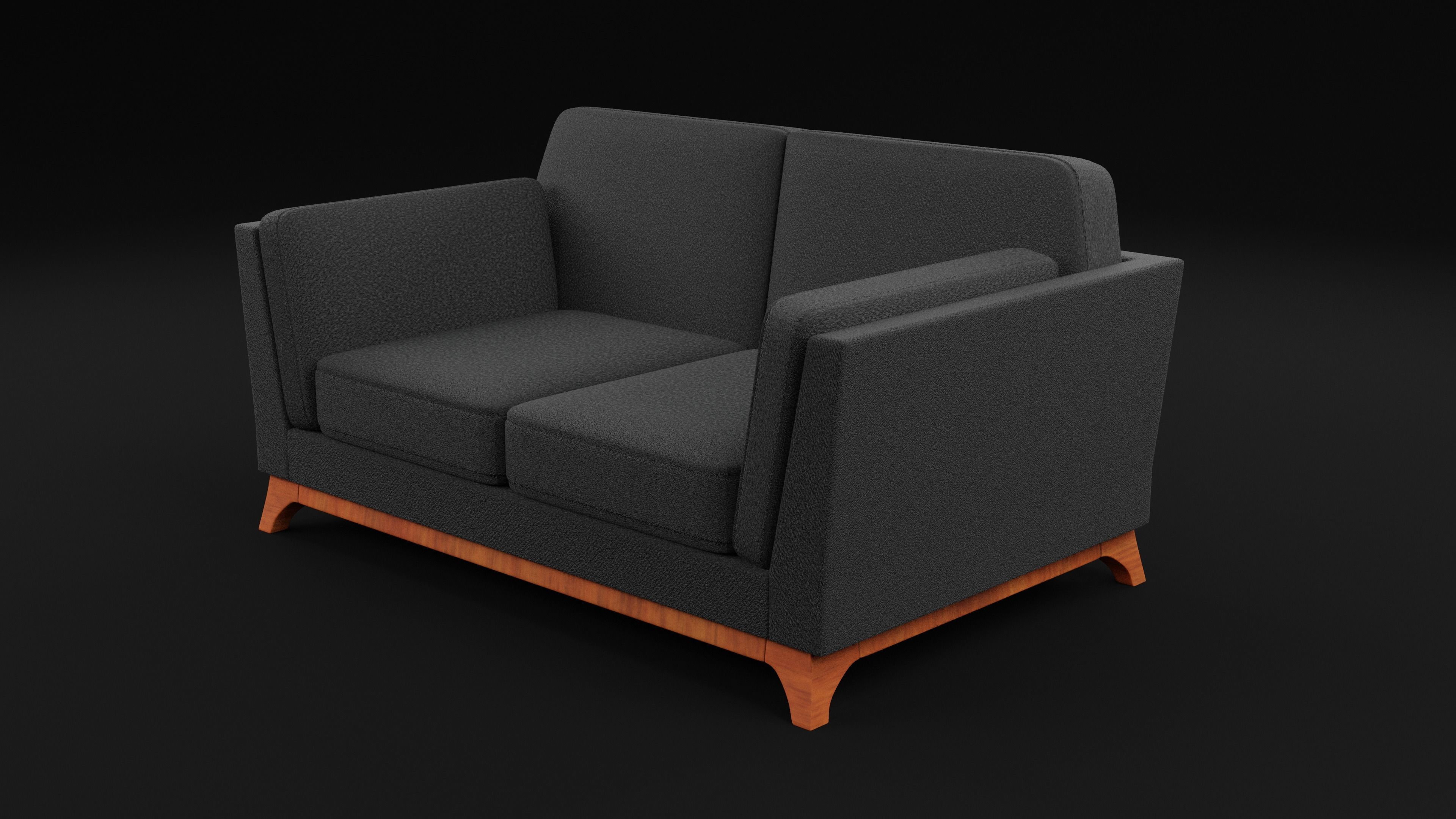 New Boston 2 Seater Sofa Black Color Low-poly 3D model_5