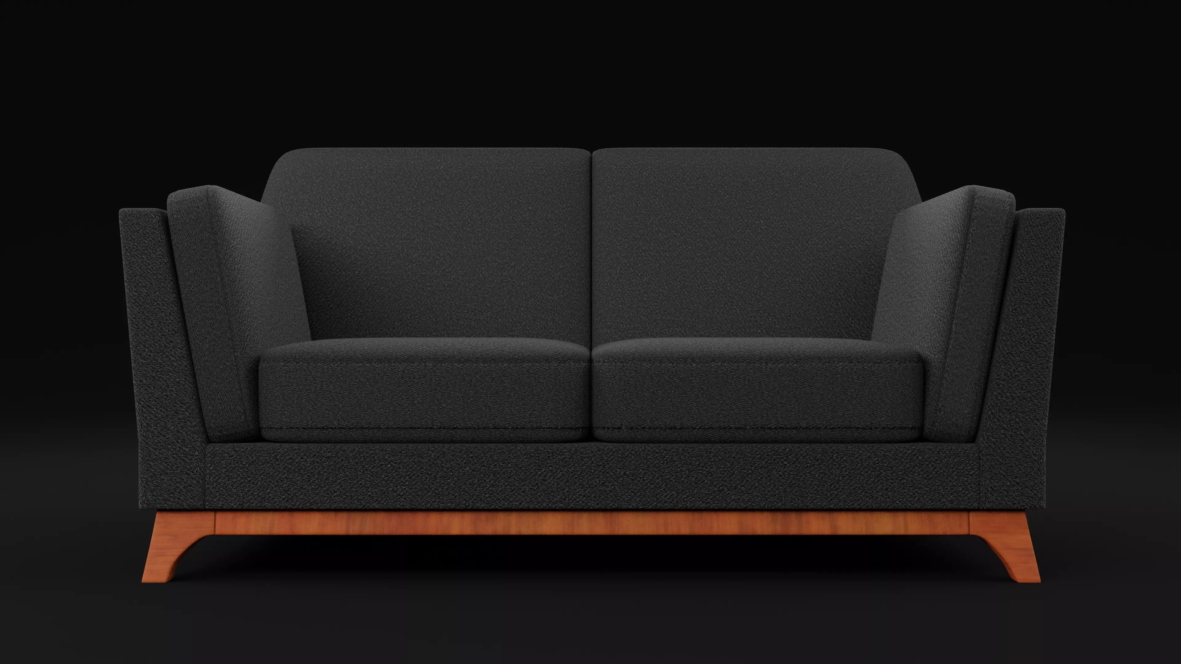 New Boston 2 Seater Sofa Black Color Low-poly 3D model_0