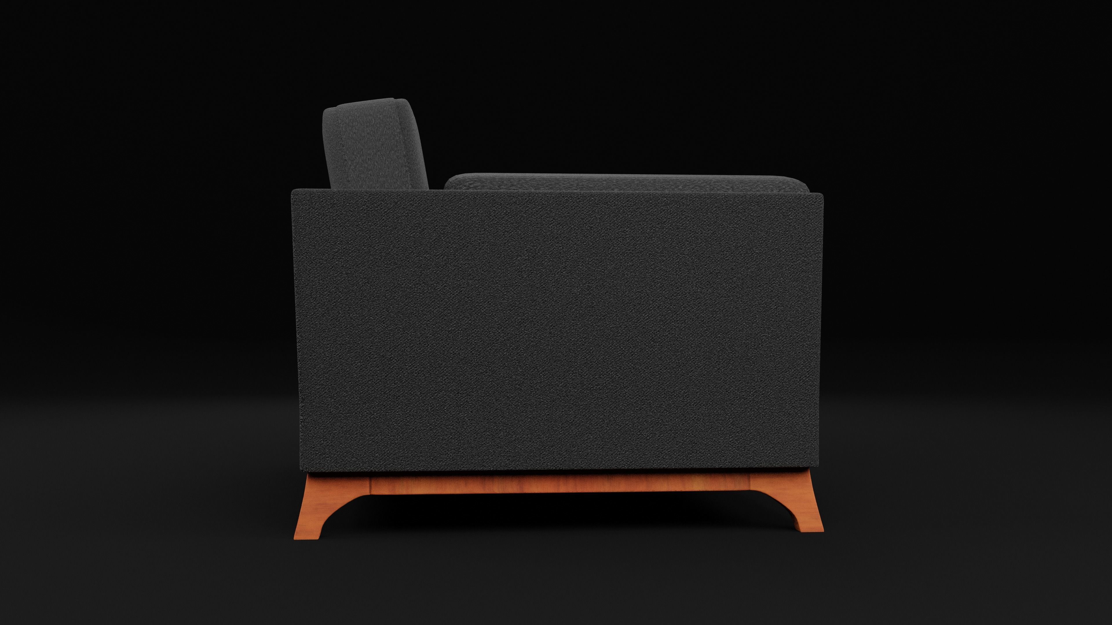 New Boston 2 Seater Sofa Black Color Low-poly 3D model_2