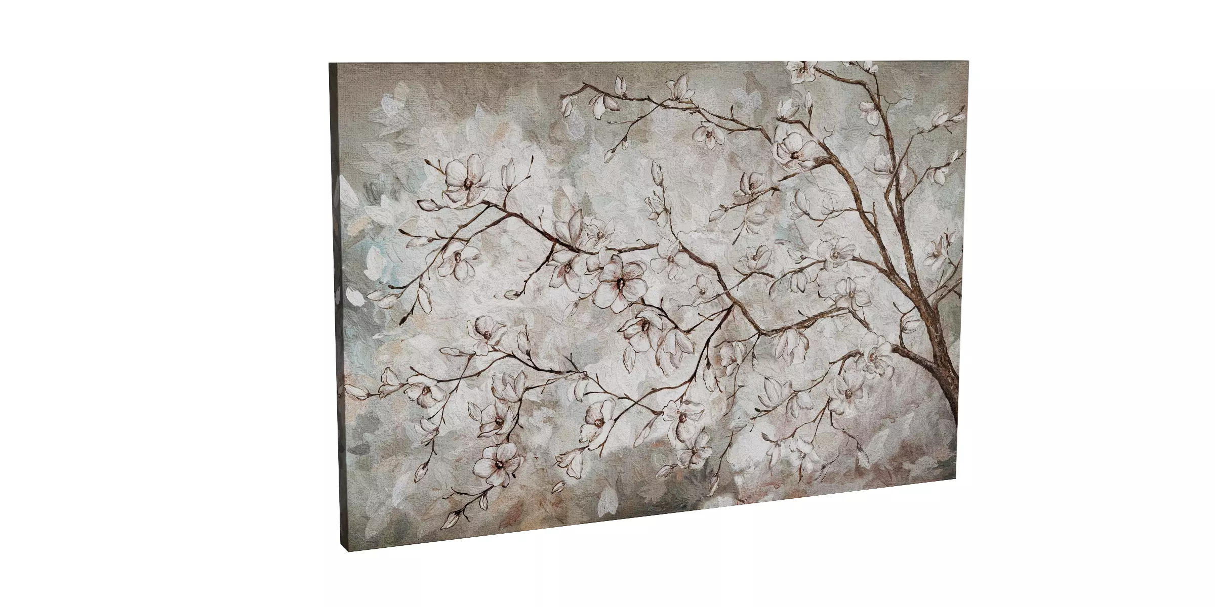 Magnolia Flowers Canvas Wall Art Low-poly 3D model_0