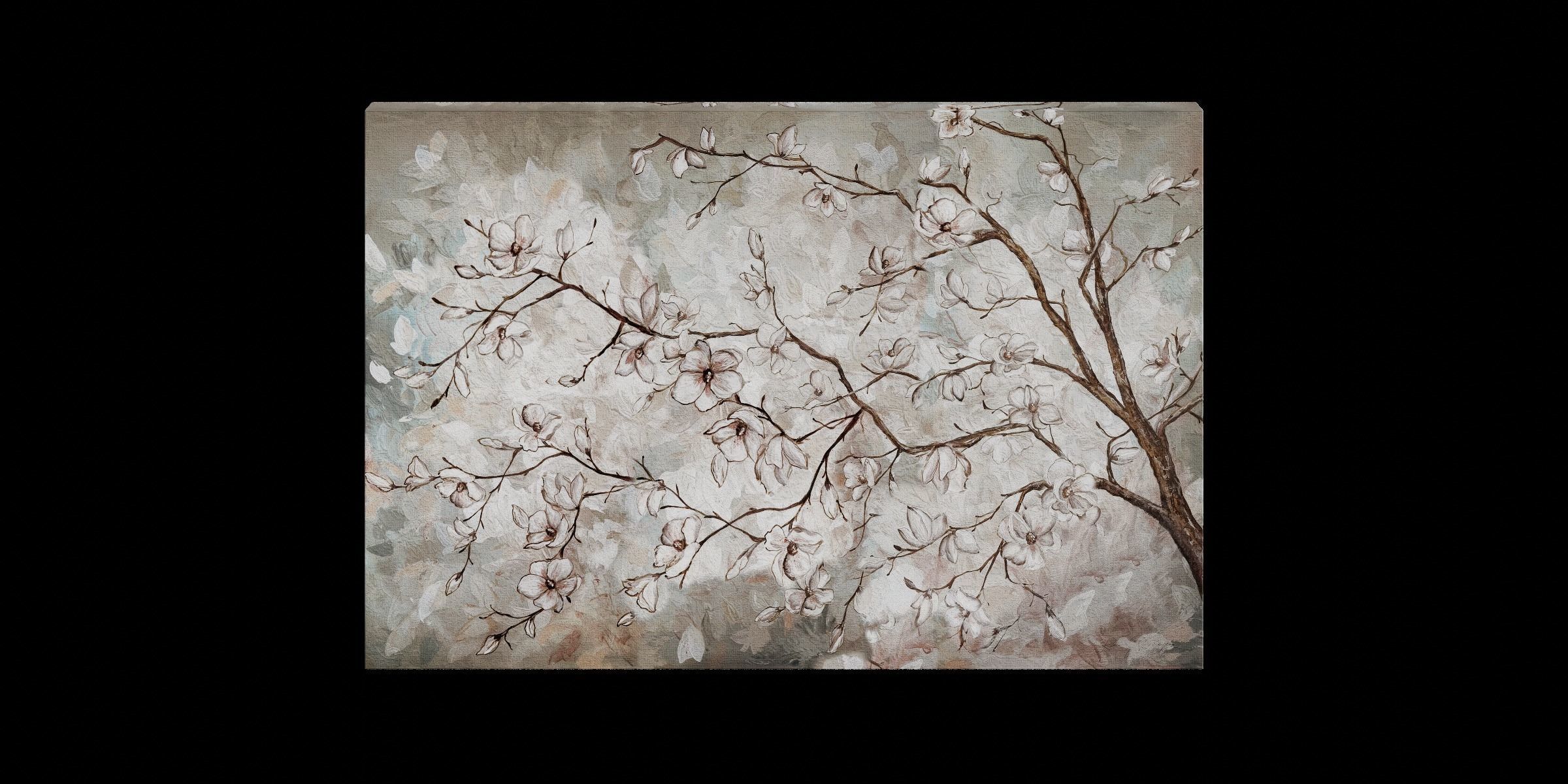 Magnolia Flowers Canvas Wall Art Low-poly 3D model_9