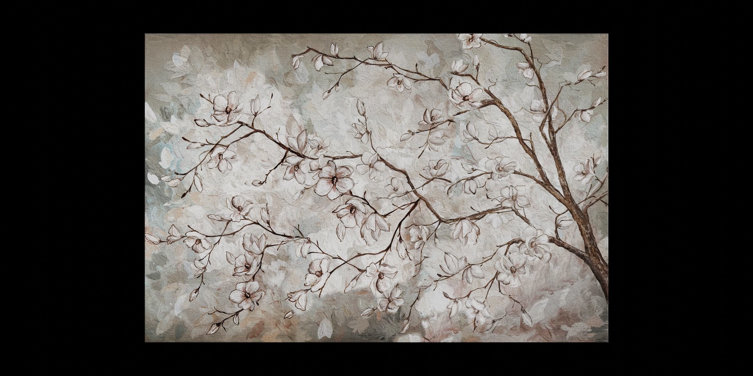 Magnolia Flowers Canvas Wall Art Low-poly 3D model_5