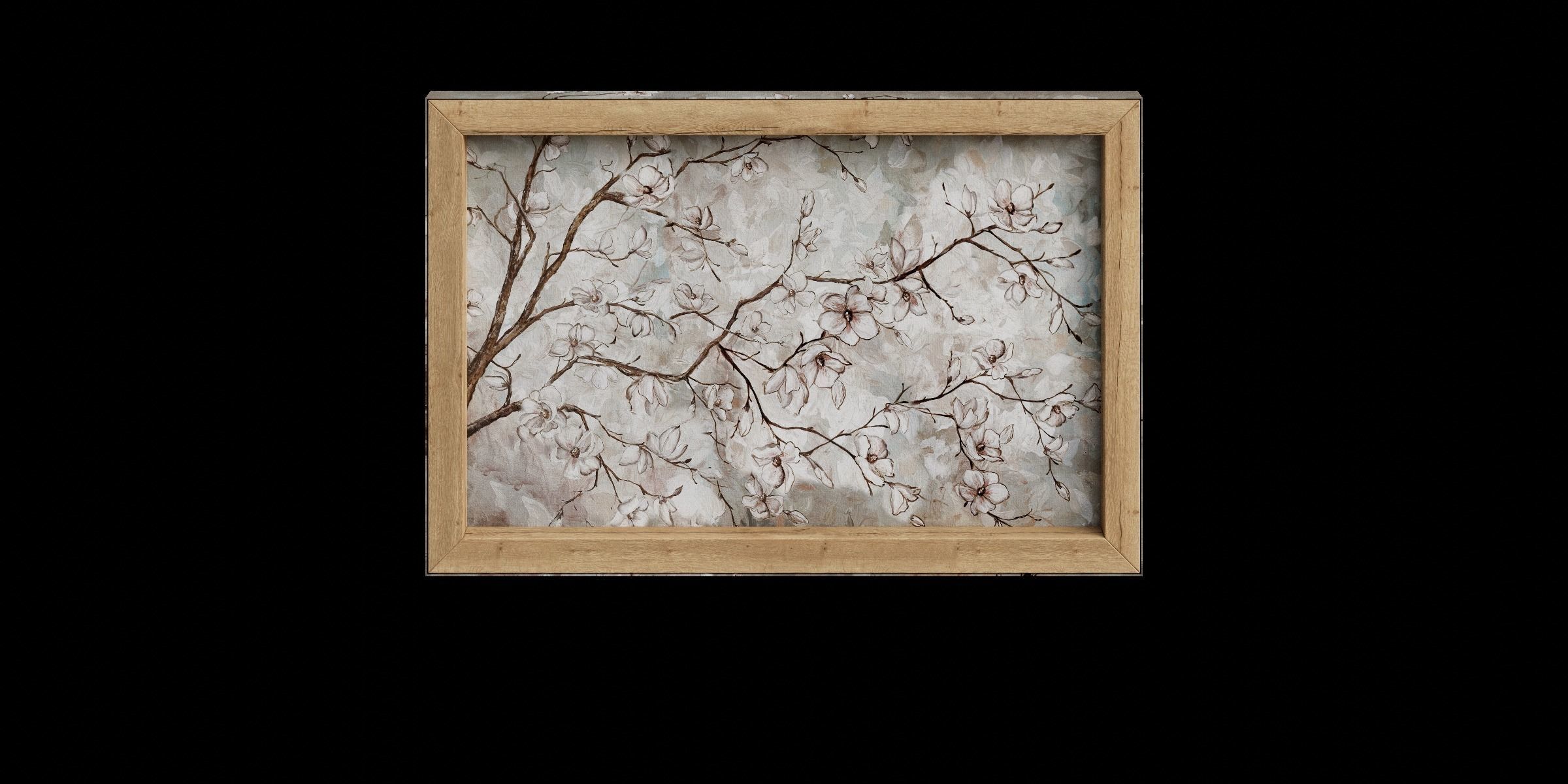 Magnolia Flowers Canvas Wall Art Low-poly 3D model_11