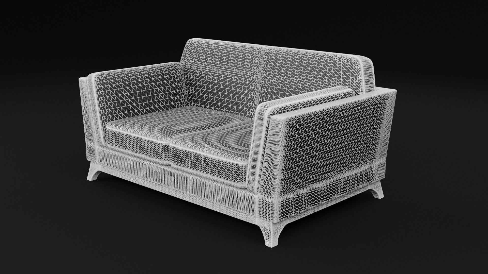 New Boston 2 Seater Sofa White Color Low-poly 3D model_6