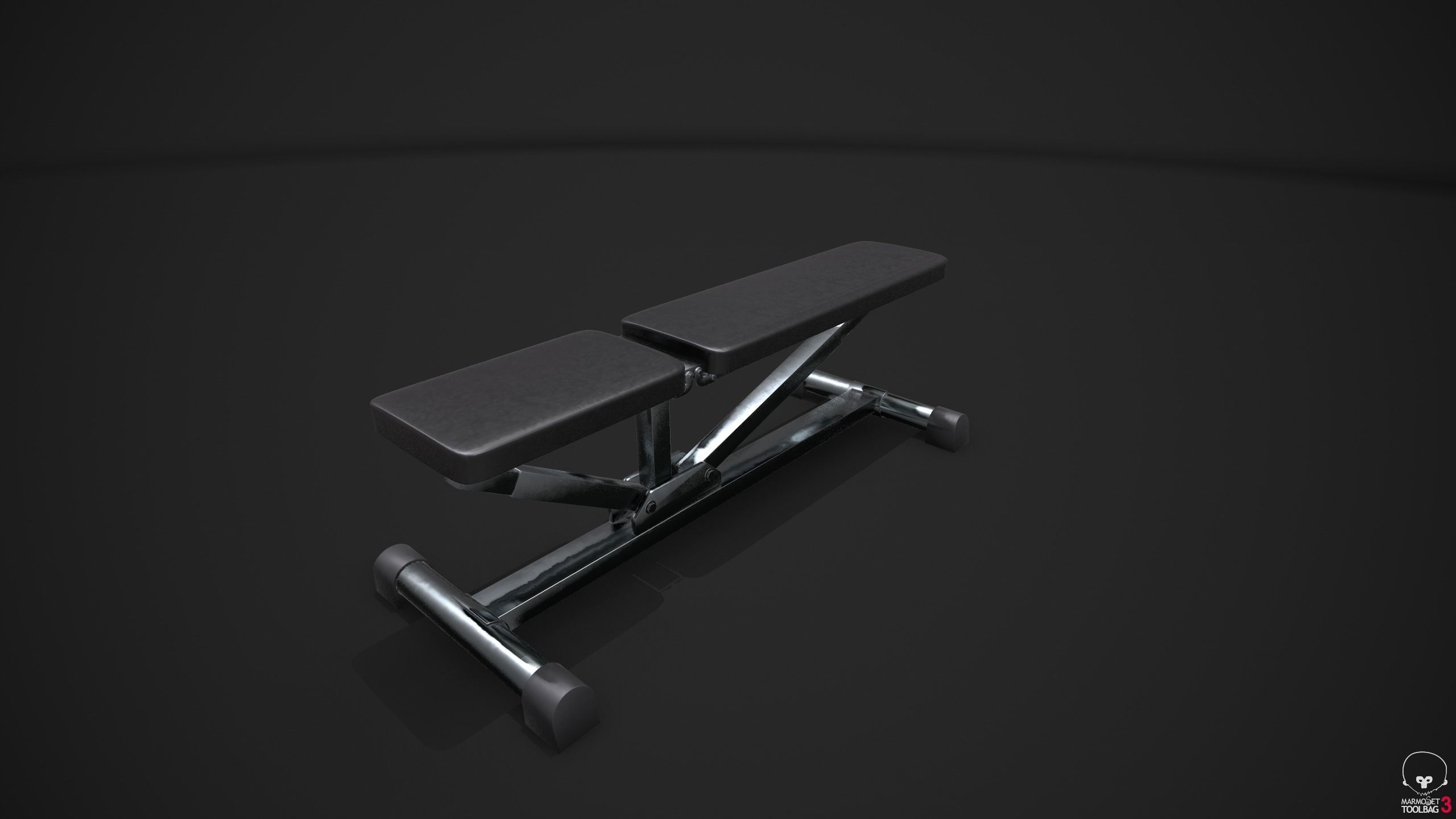 Weight Lifting Bench - Gym Equipment Low-poly 3D model_2