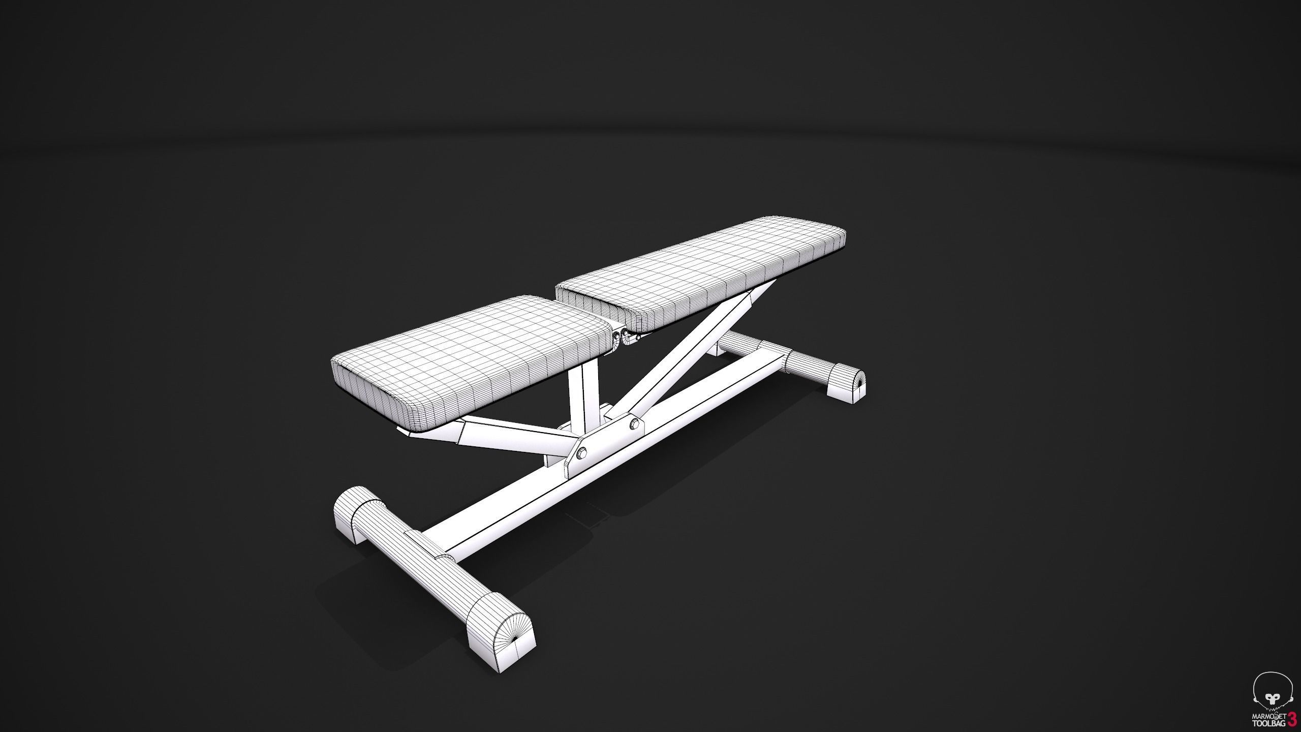 Weight Lifting Bench - Gym Equipment Low-poly 3D model_7