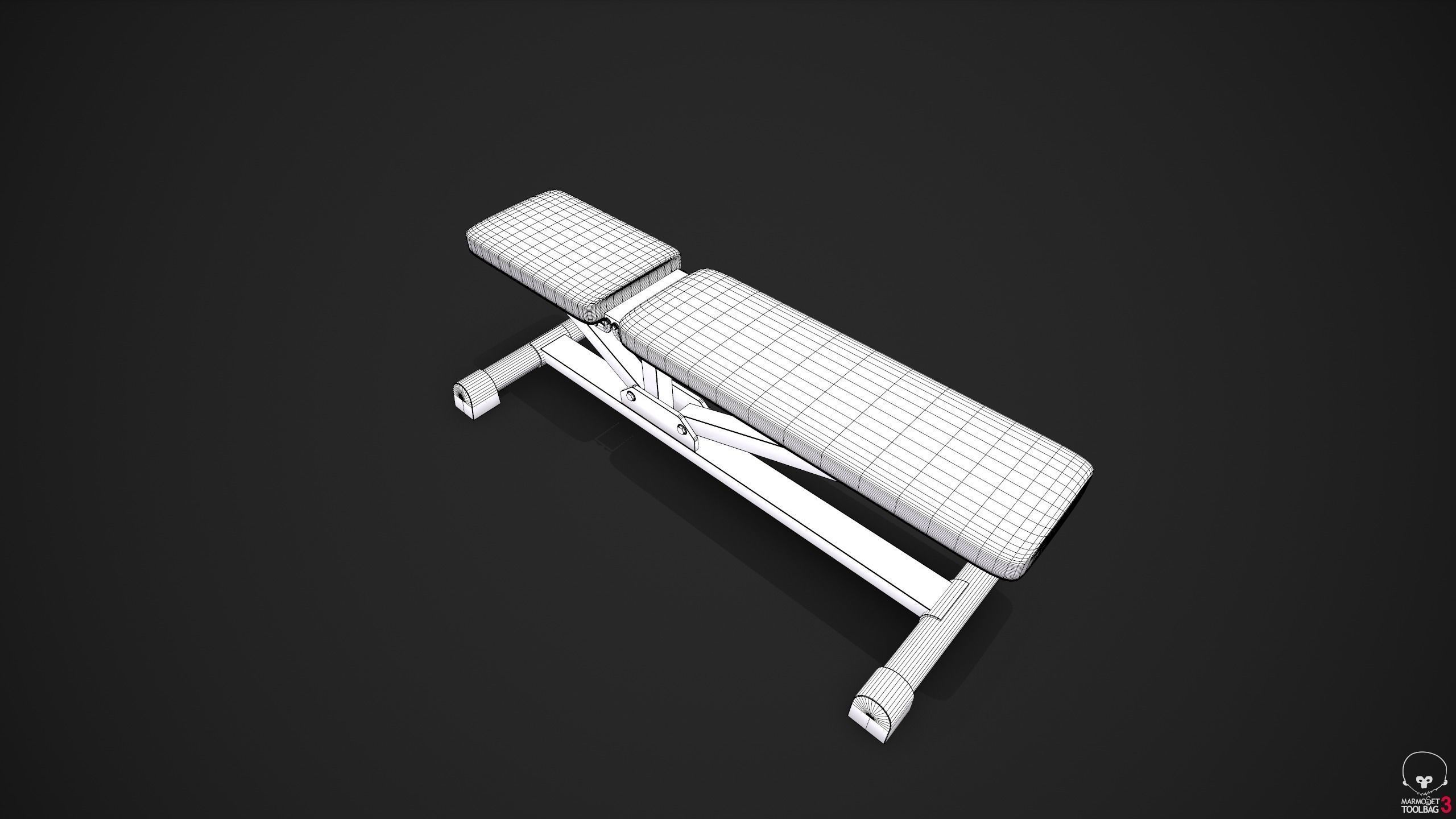 Weight Lifting Bench - Gym Equipment Low-poly 3D model_6