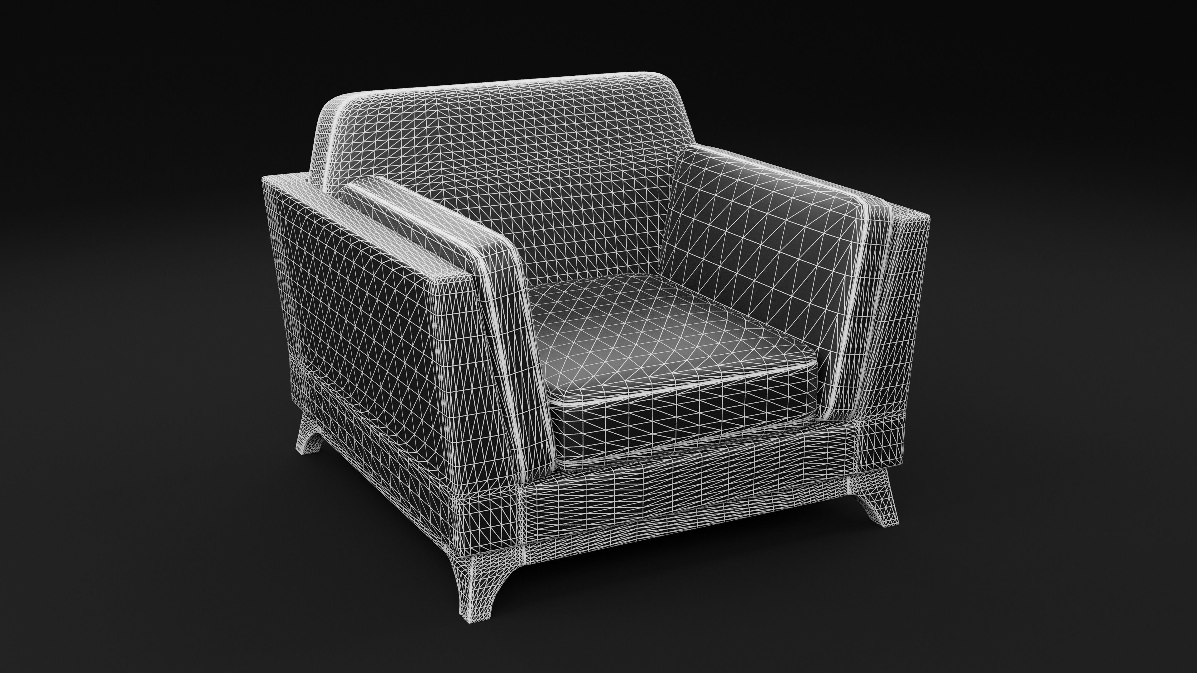 New Boston 1 Seater Sofa  Low-poly 3D model_6