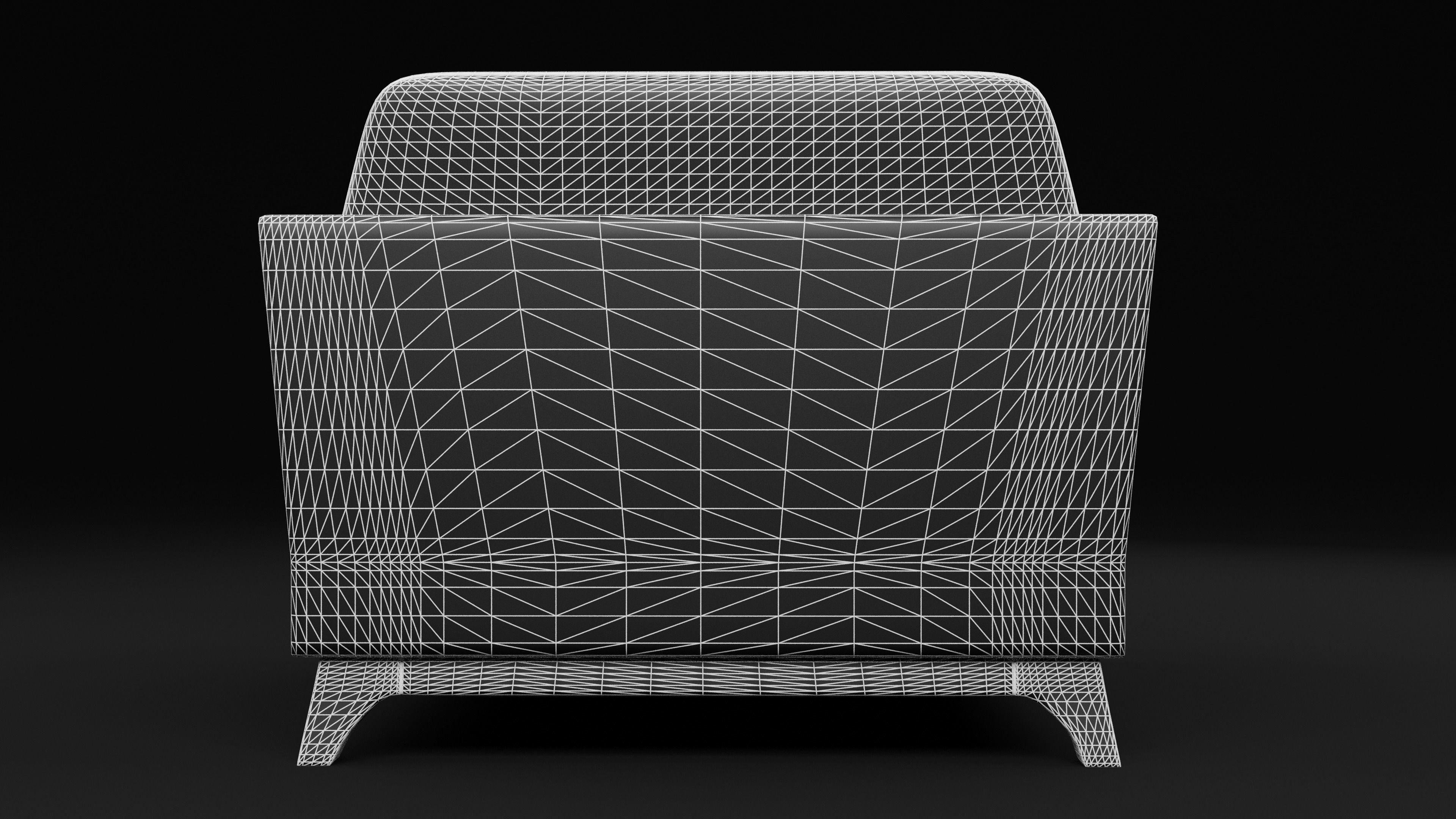 New Boston 1 Seater Sofa  Low-poly 3D model_9