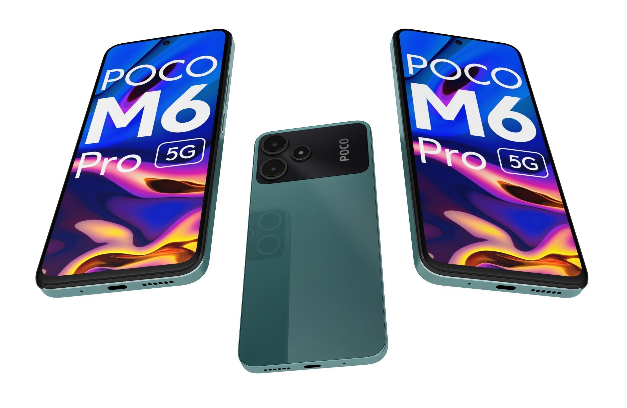 Xiaomi Poco M6 Pro Black And Green Low-poly 3D model_15