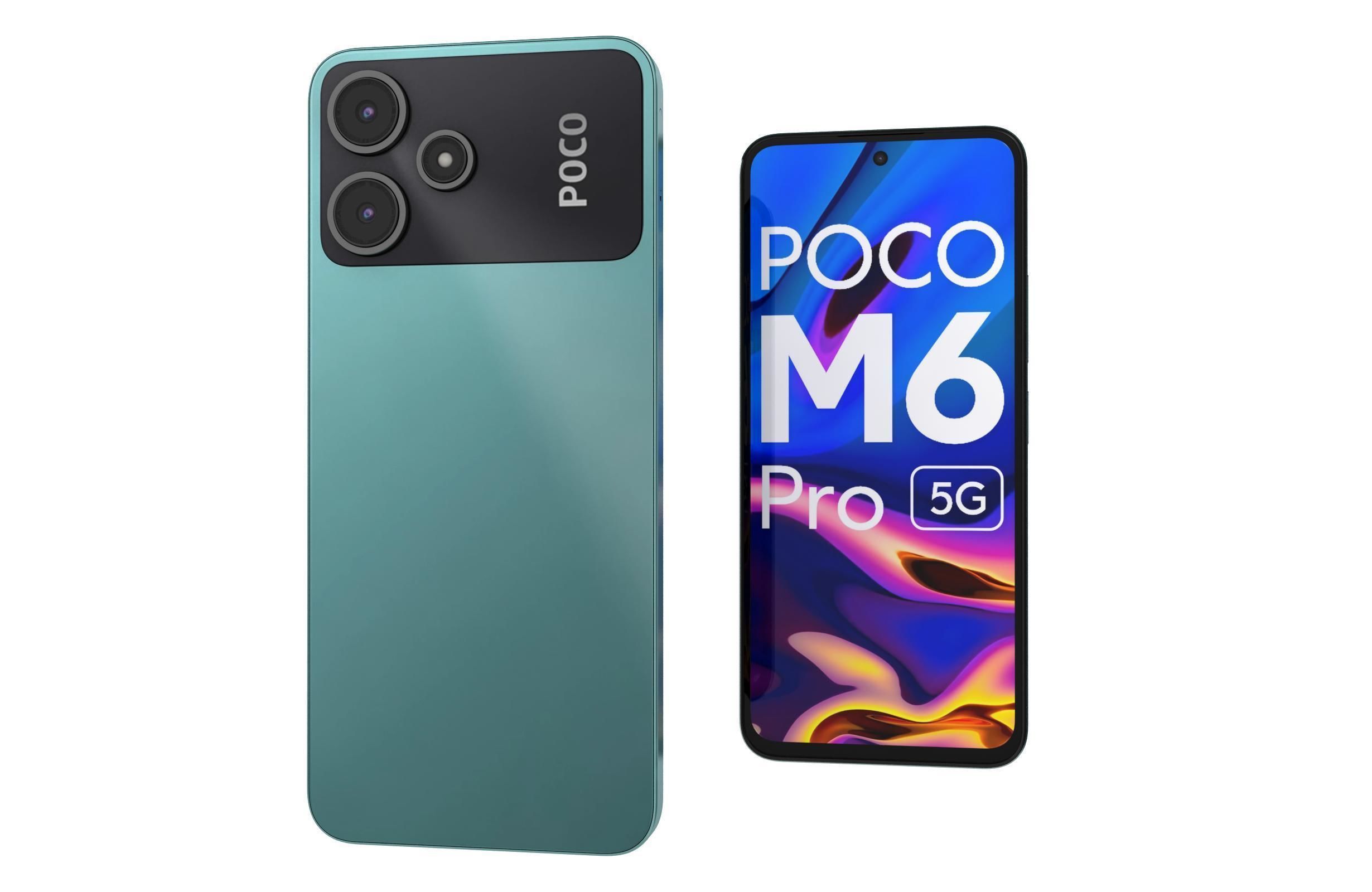 Xiaomi Poco M6 Pro Black And Green Low-poly 3D model_20