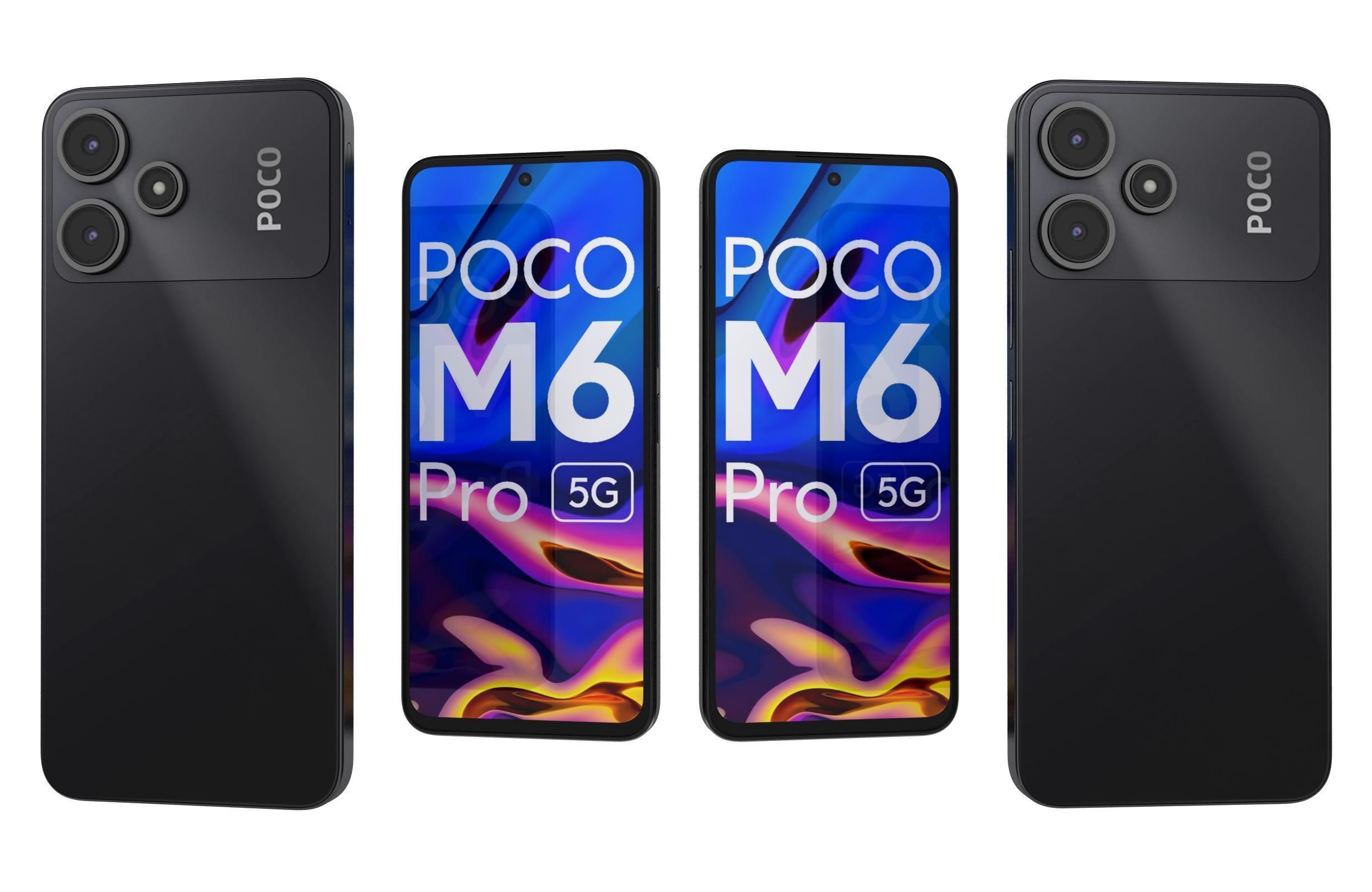 Xiaomi Poco M6 Pro Black And Green Low-poly 3D model_4