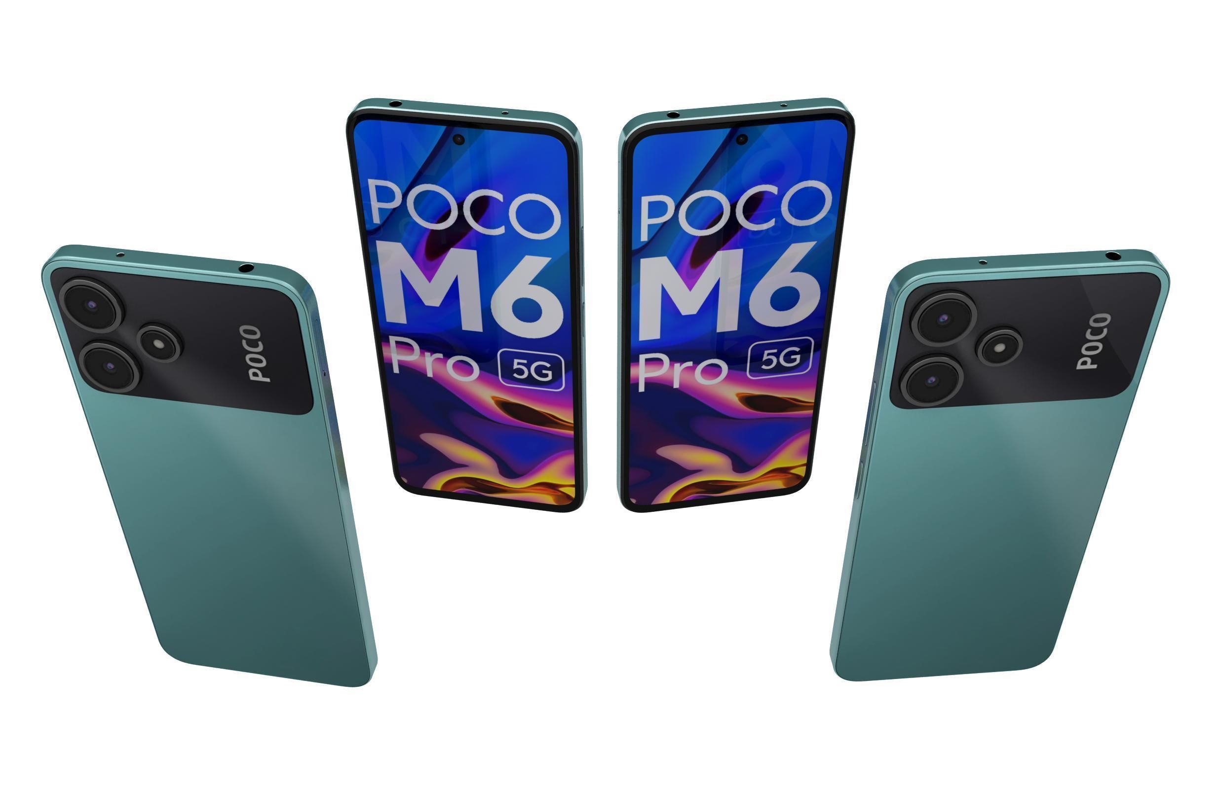 Xiaomi Poco M6 Pro Black And Green Low-poly 3D model_17