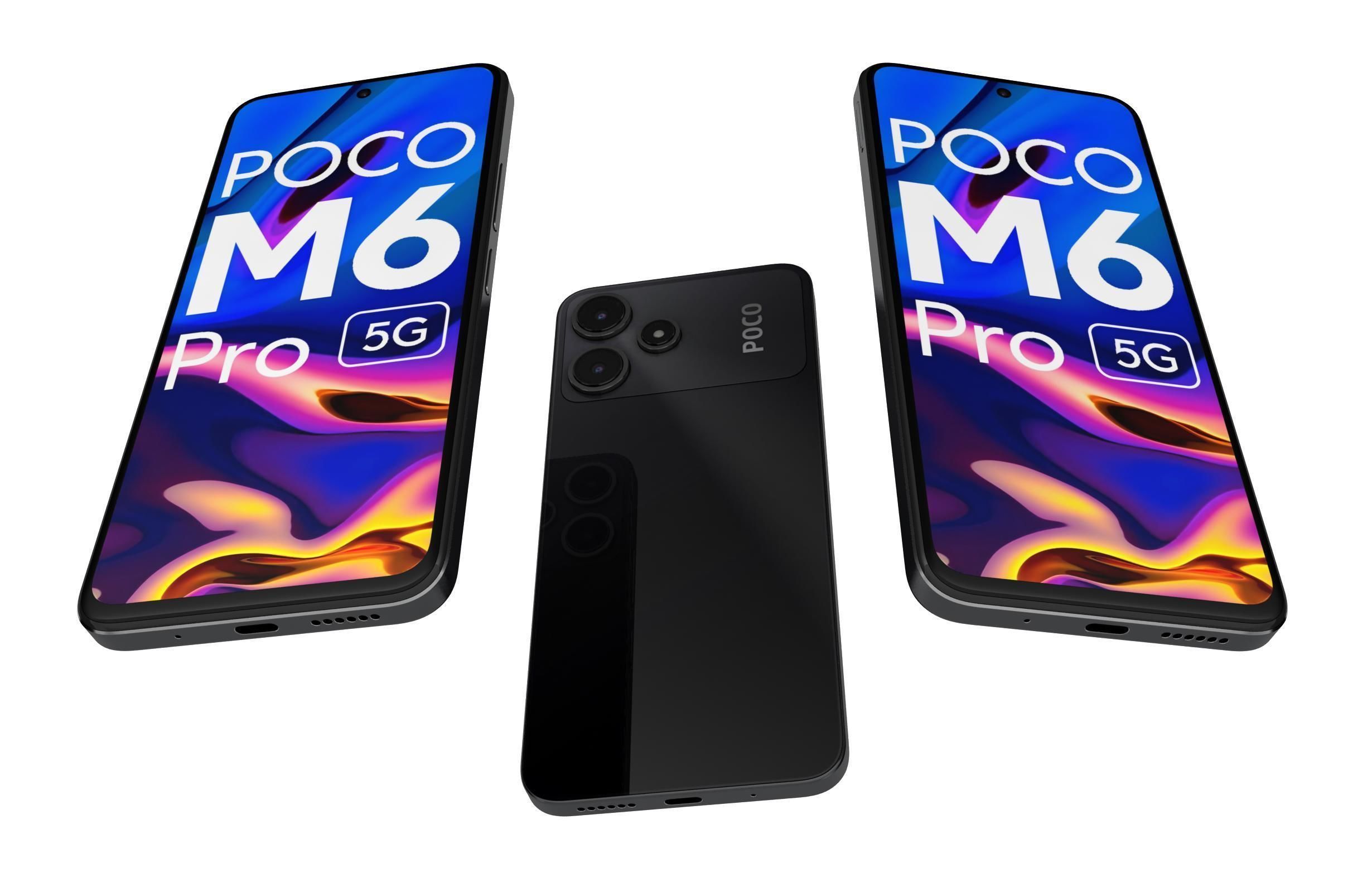 Xiaomi Poco M6 Pro Black And Green Low-poly 3D model_3