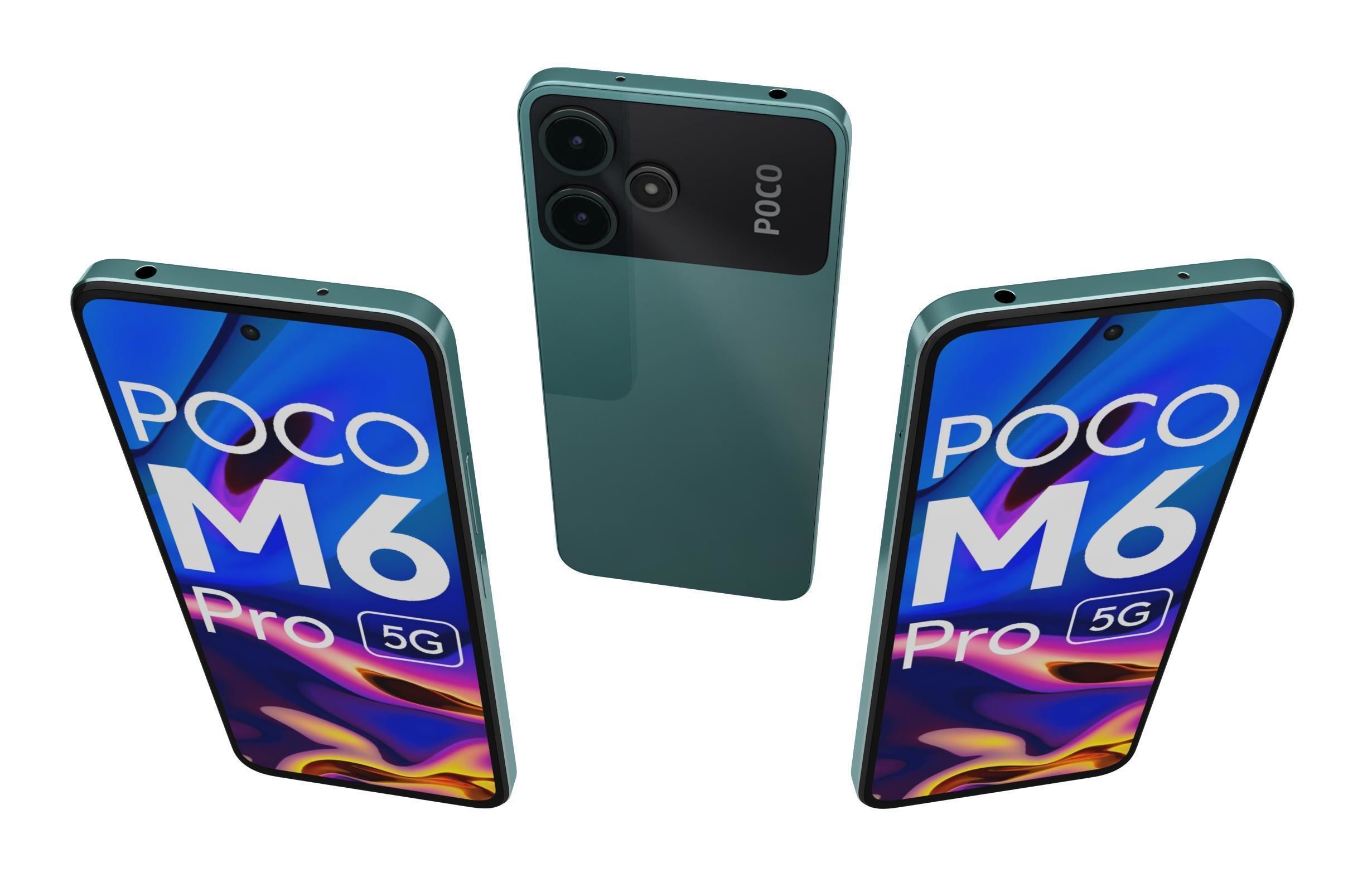 Xiaomi Poco M6 Pro Black And Green Low-poly 3D model_14