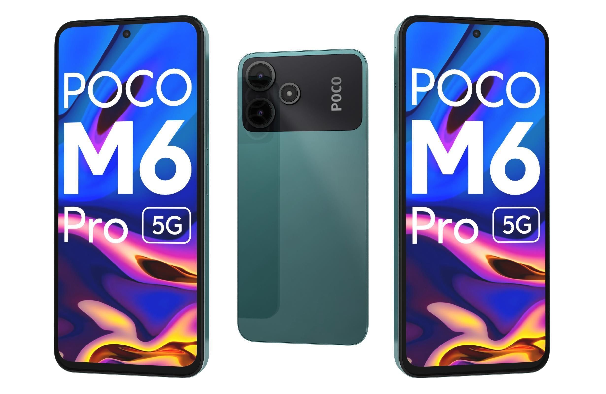 Xiaomi Poco M6 Pro Black And Green Low-poly 3D model_13