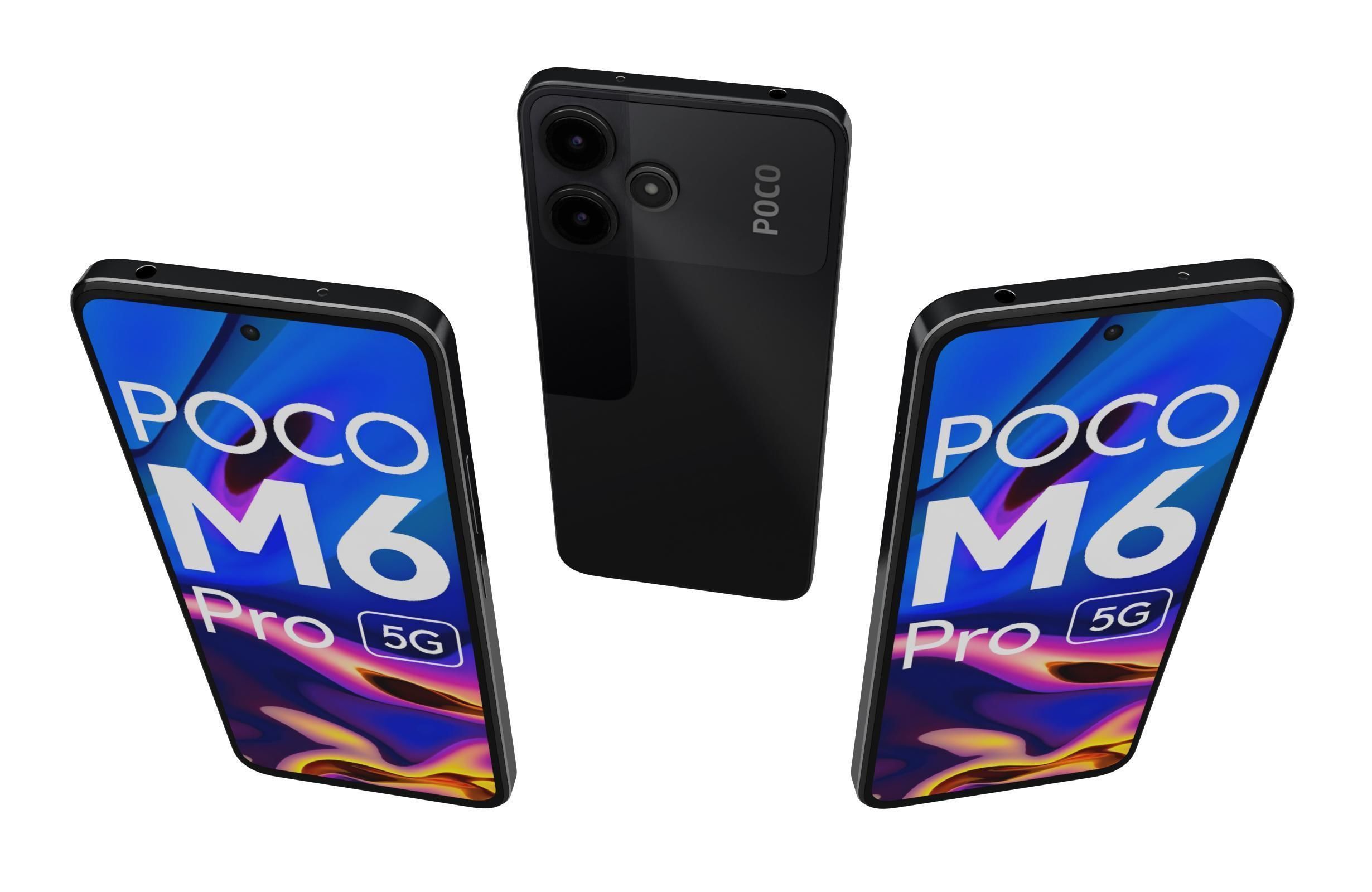 Xiaomi Poco M6 Pro Black And Green Low-poly 3D model_2