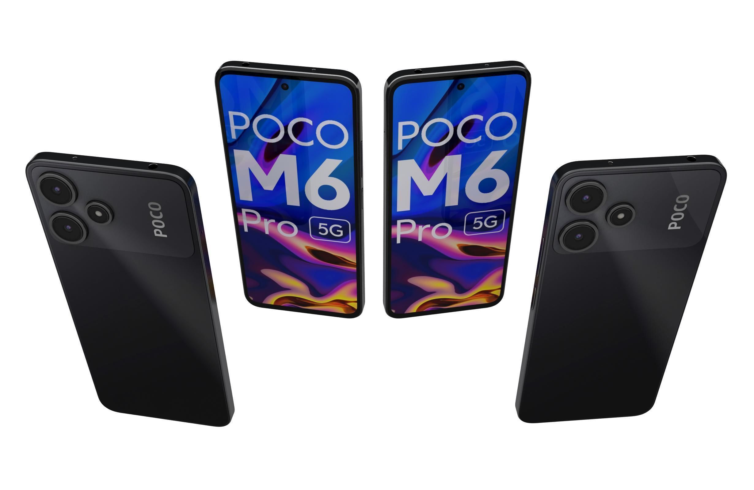 Xiaomi Poco M6 Pro Black And Green Low-poly 3D model_5