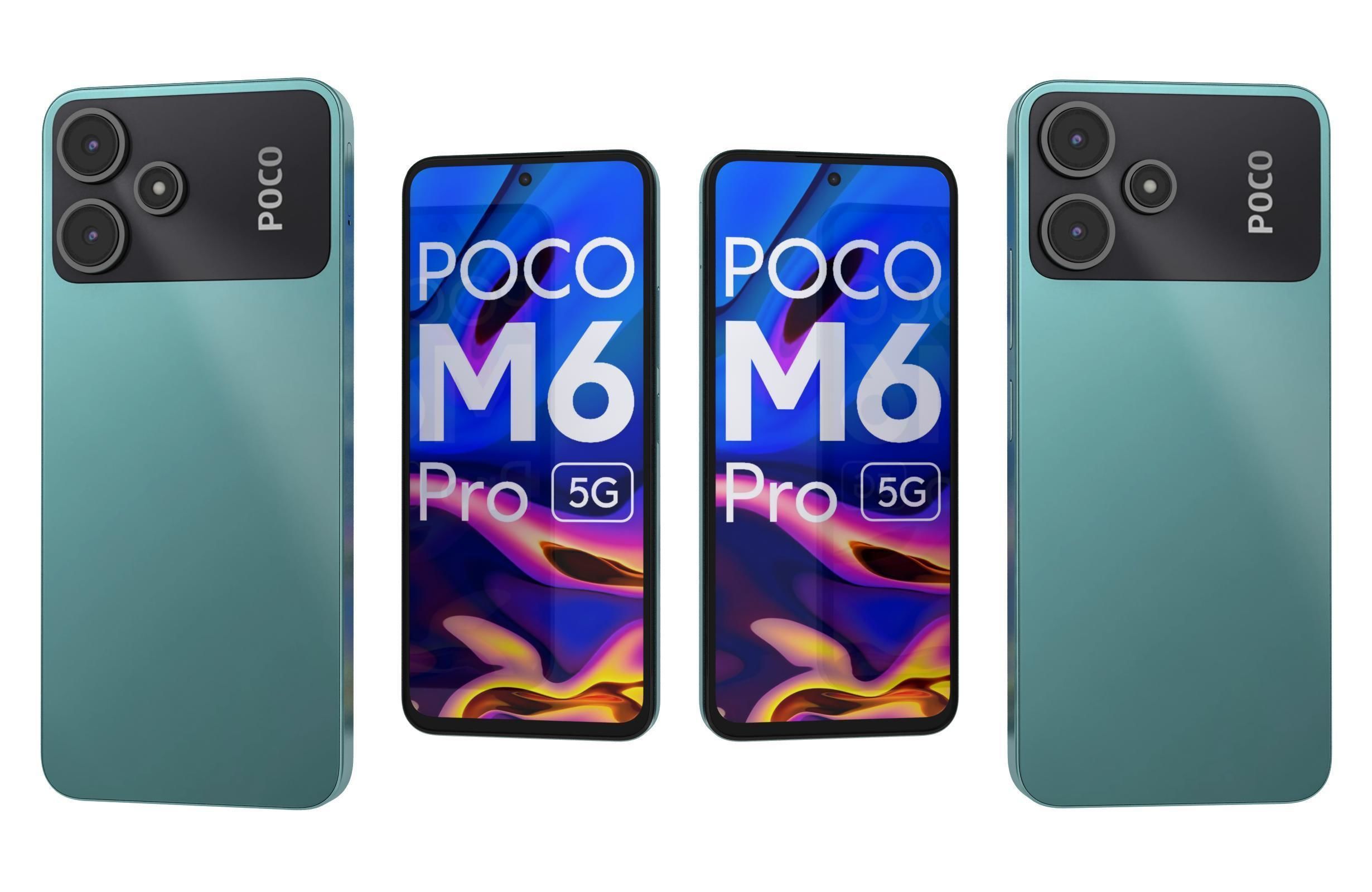 Xiaomi Poco M6 Pro Black And Green Low-poly 3D model_16