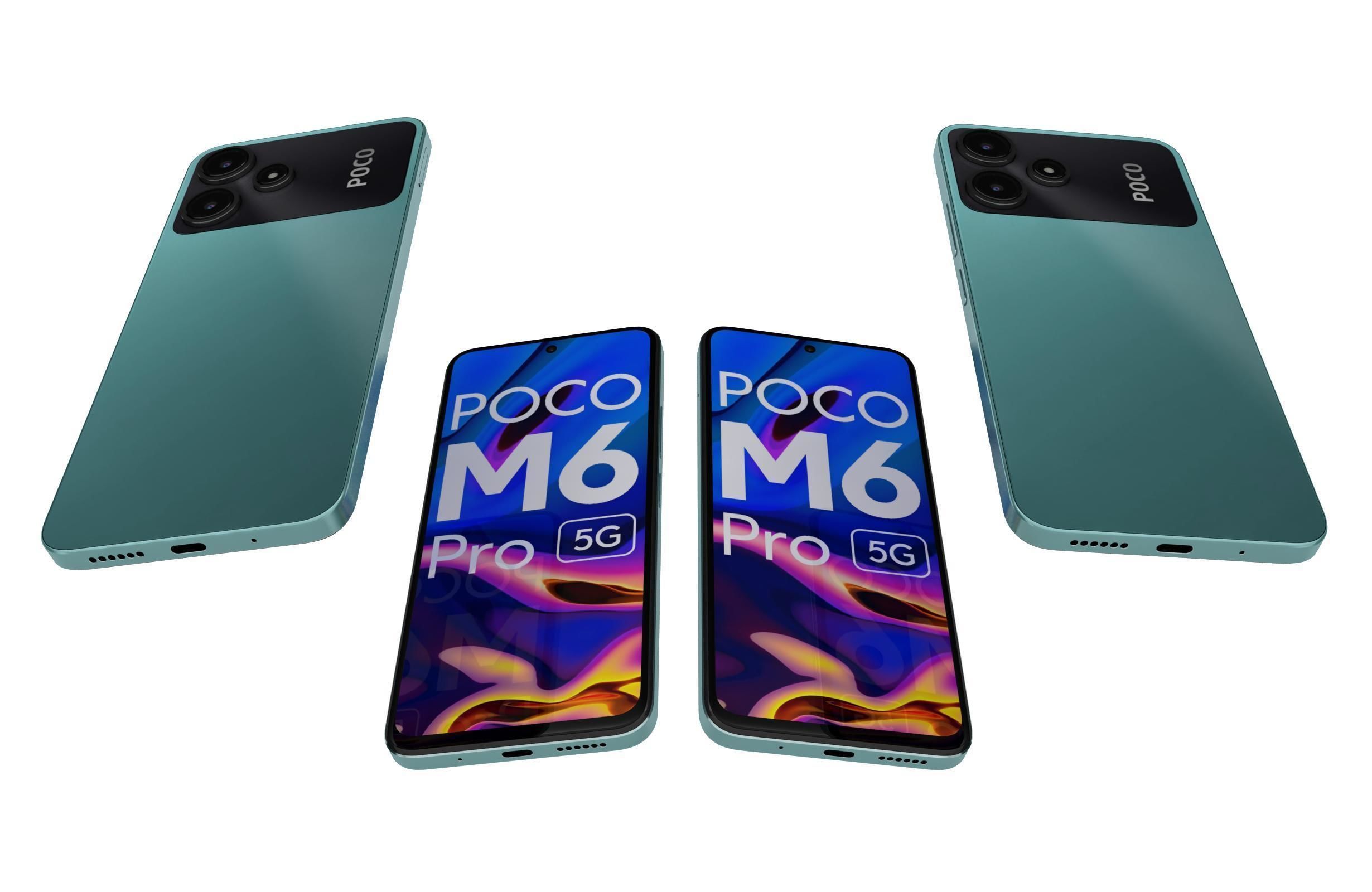 Xiaomi Poco M6 Pro Black And Green Low-poly 3D model_18