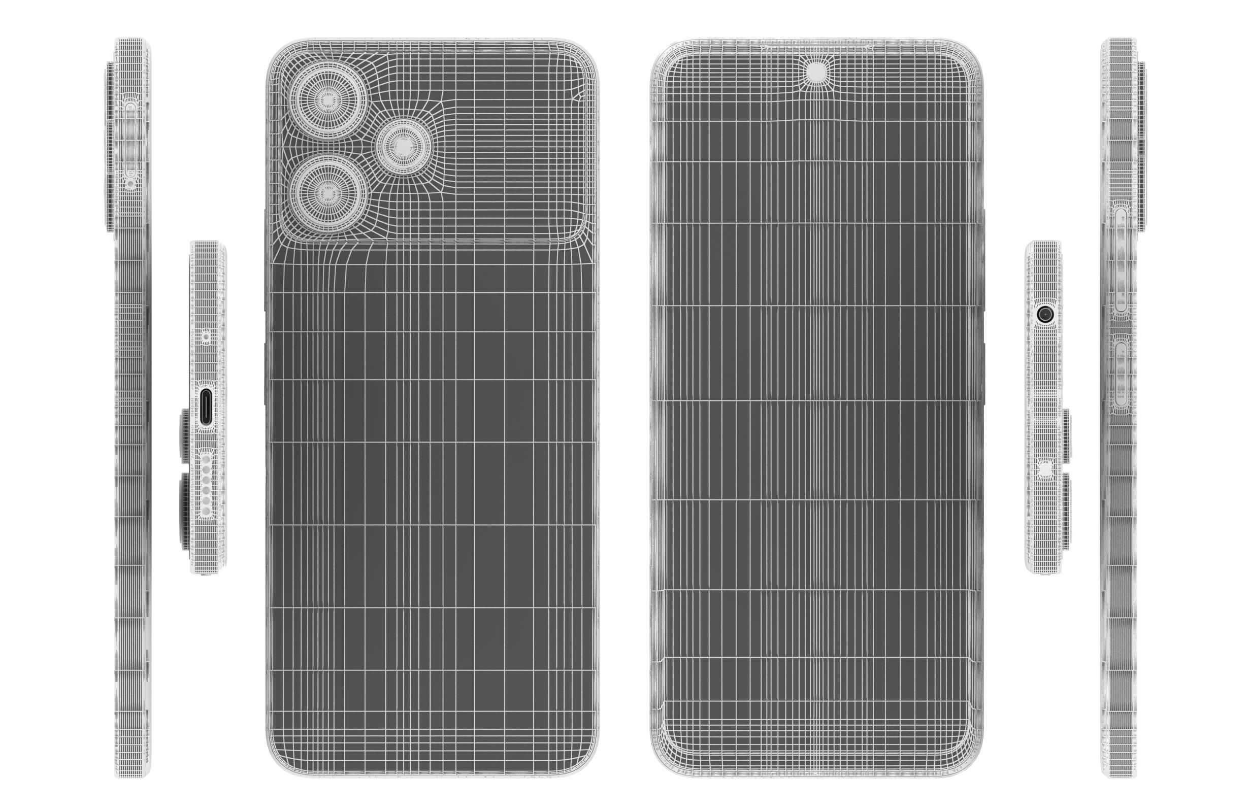 Xiaomi Poco M6 Pro Black And Green Low-poly 3D model_27