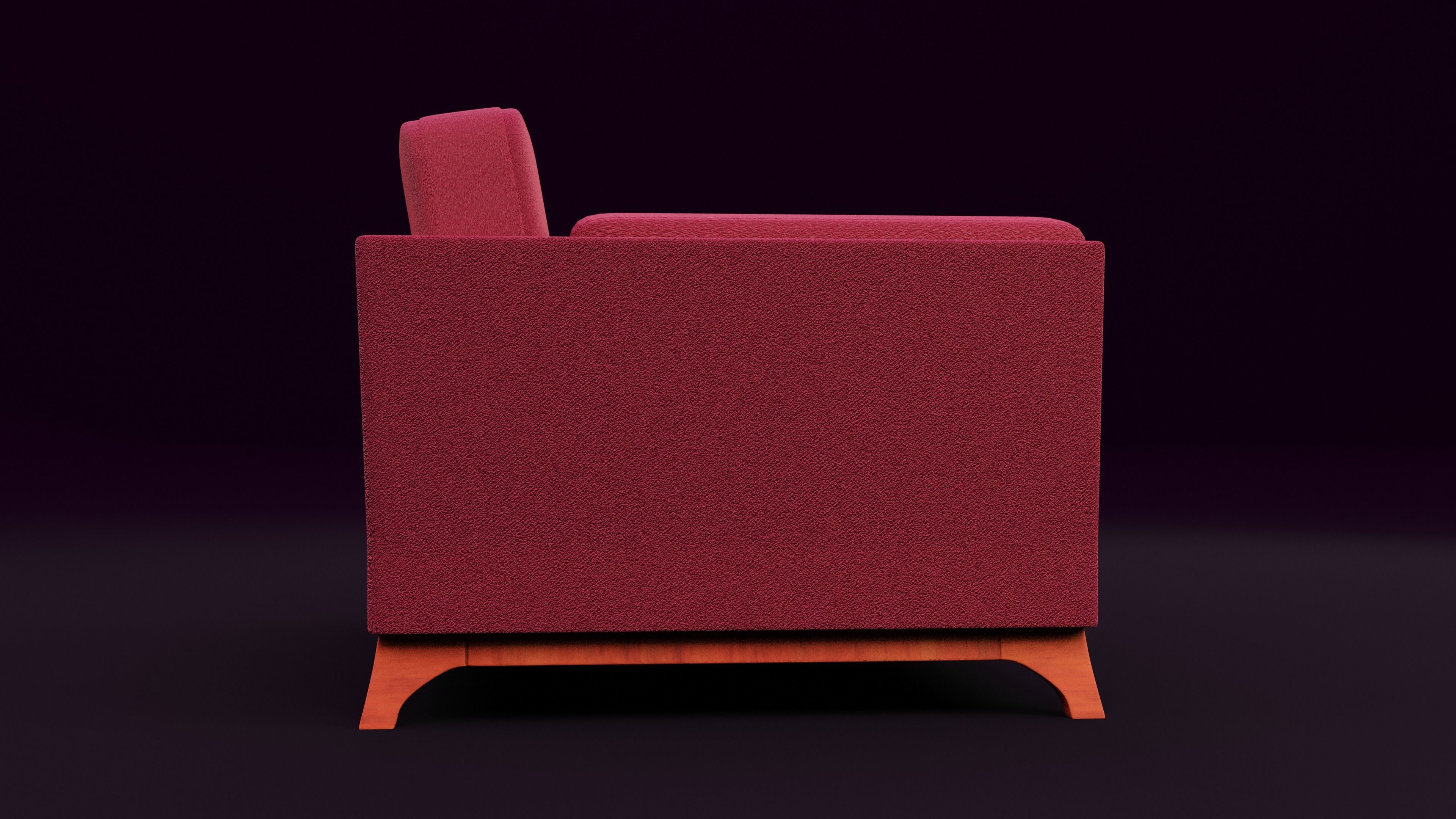 New Boston 1 Seater Sofa Red Color Low-poly 3D model_5