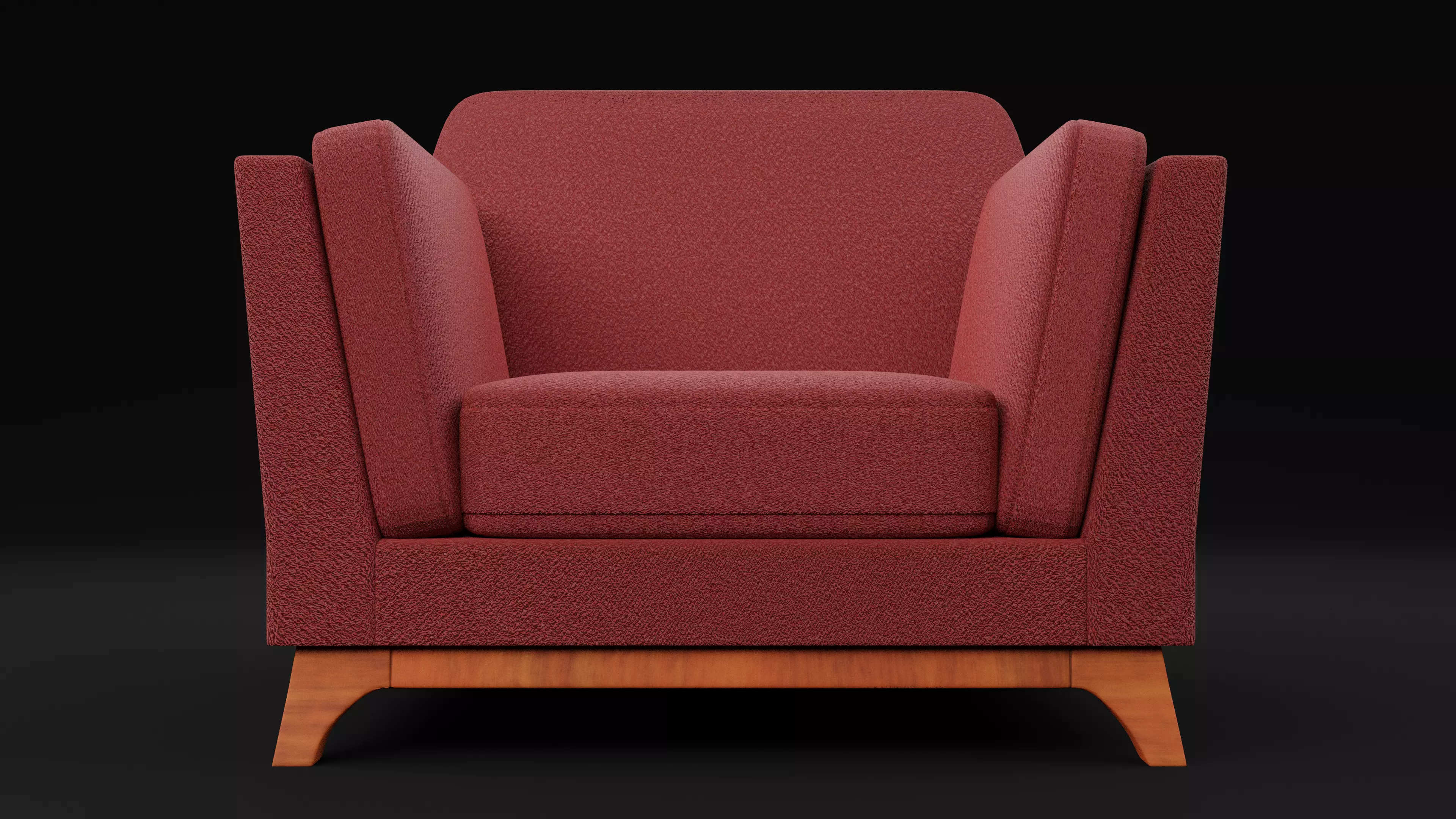 New Boston 1 Seater Sofa Red Color Low-poly 3D model_0