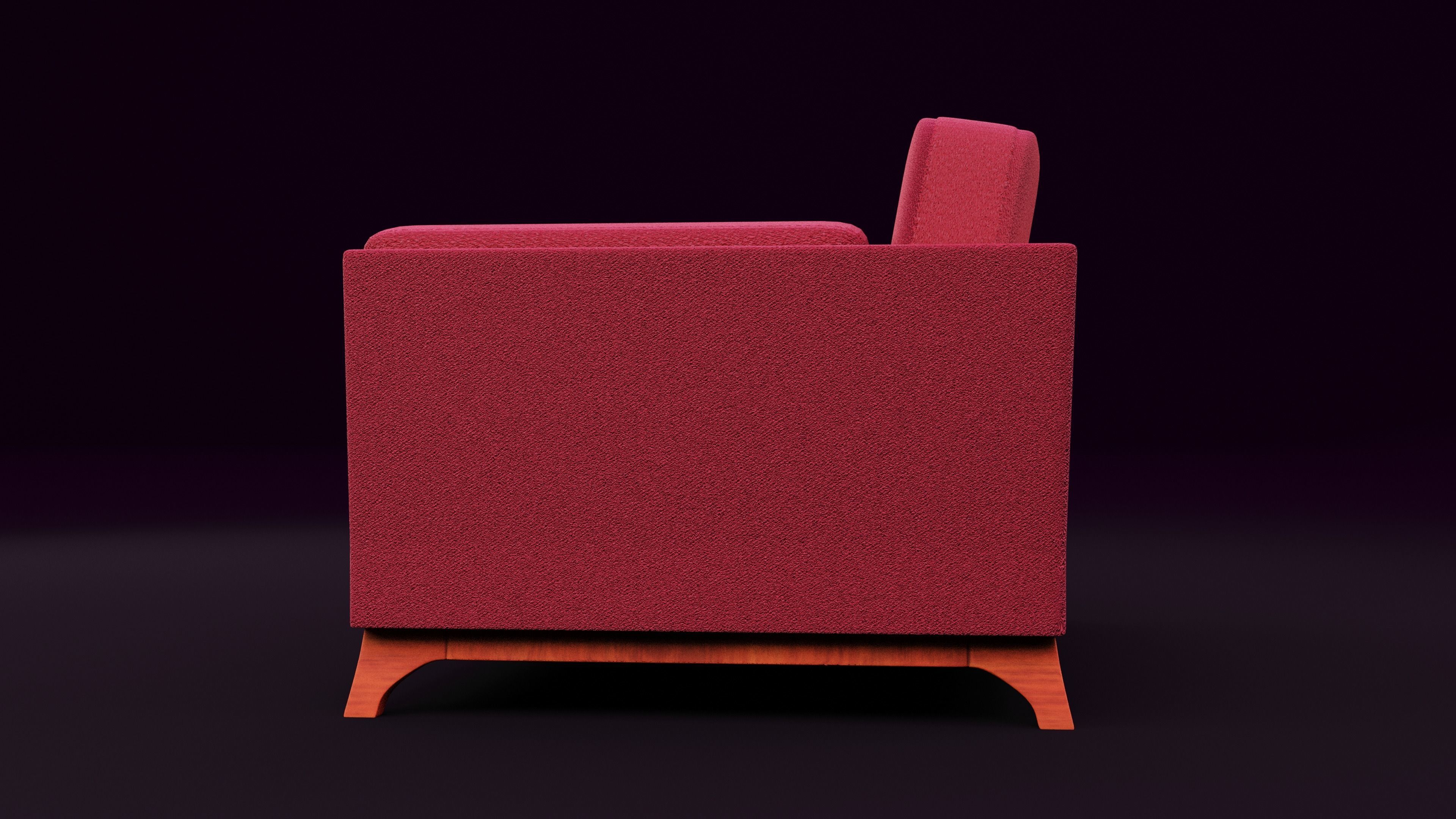 New Boston 1 Seater Sofa Red Color Low-poly 3D model_6