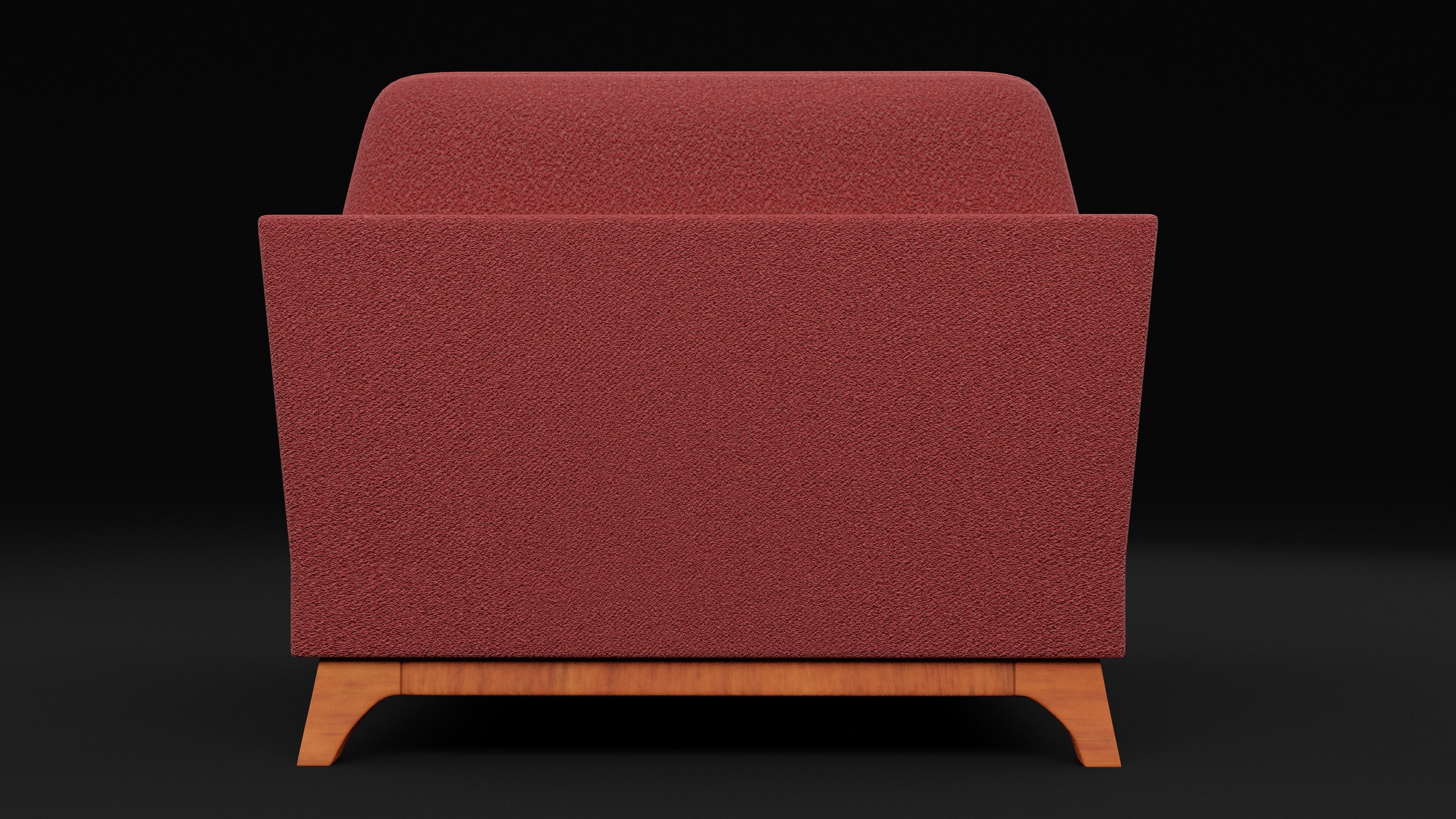 New Boston 1 Seater Sofa Red Color Low-poly 3D model_4