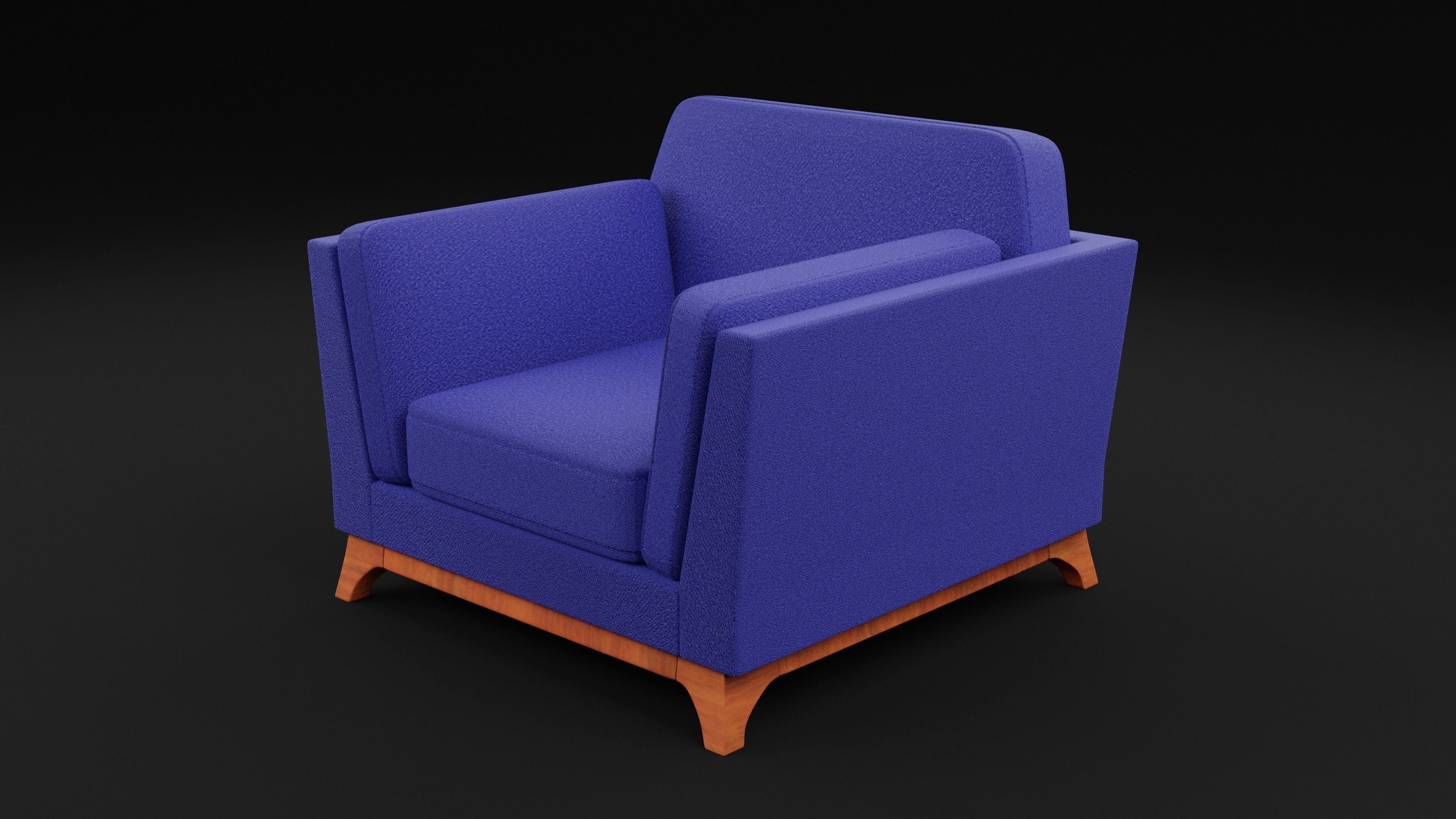 New Boston 1 Seater Sofa Blue Color Low-poly 3D model_4