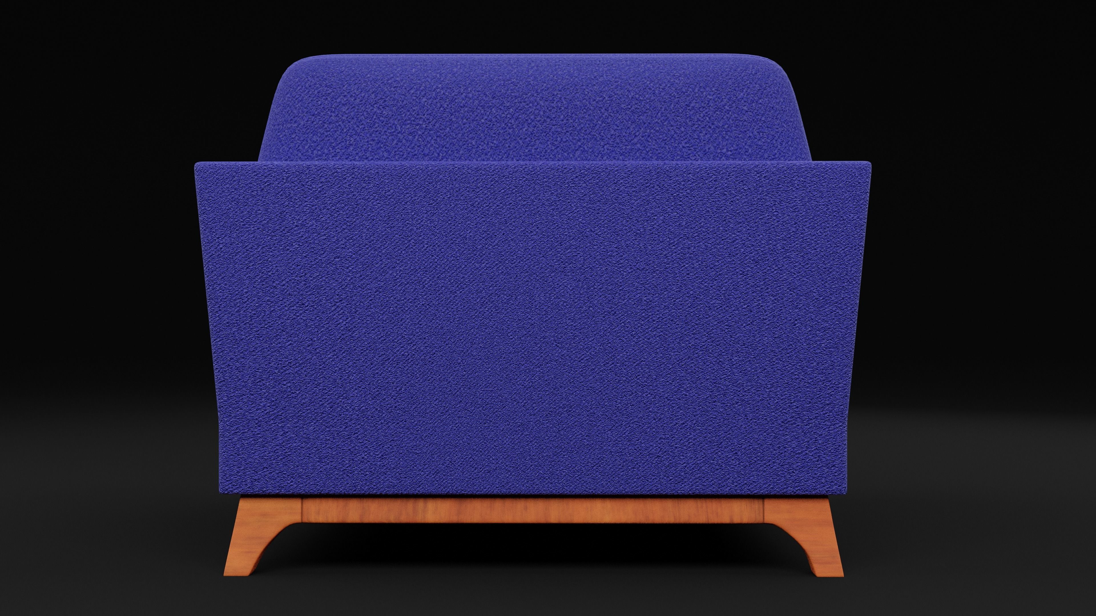 New Boston 1 Seater Sofa Blue Color Low-poly 3D model_1