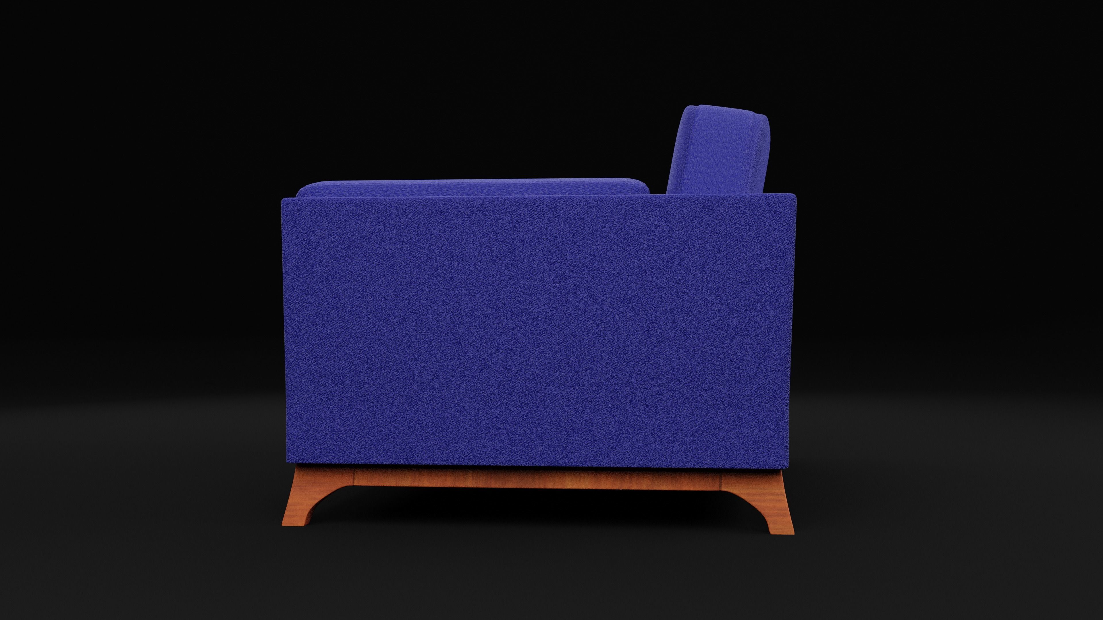 New Boston 1 Seater Sofa Blue Color Low-poly 3D model_3