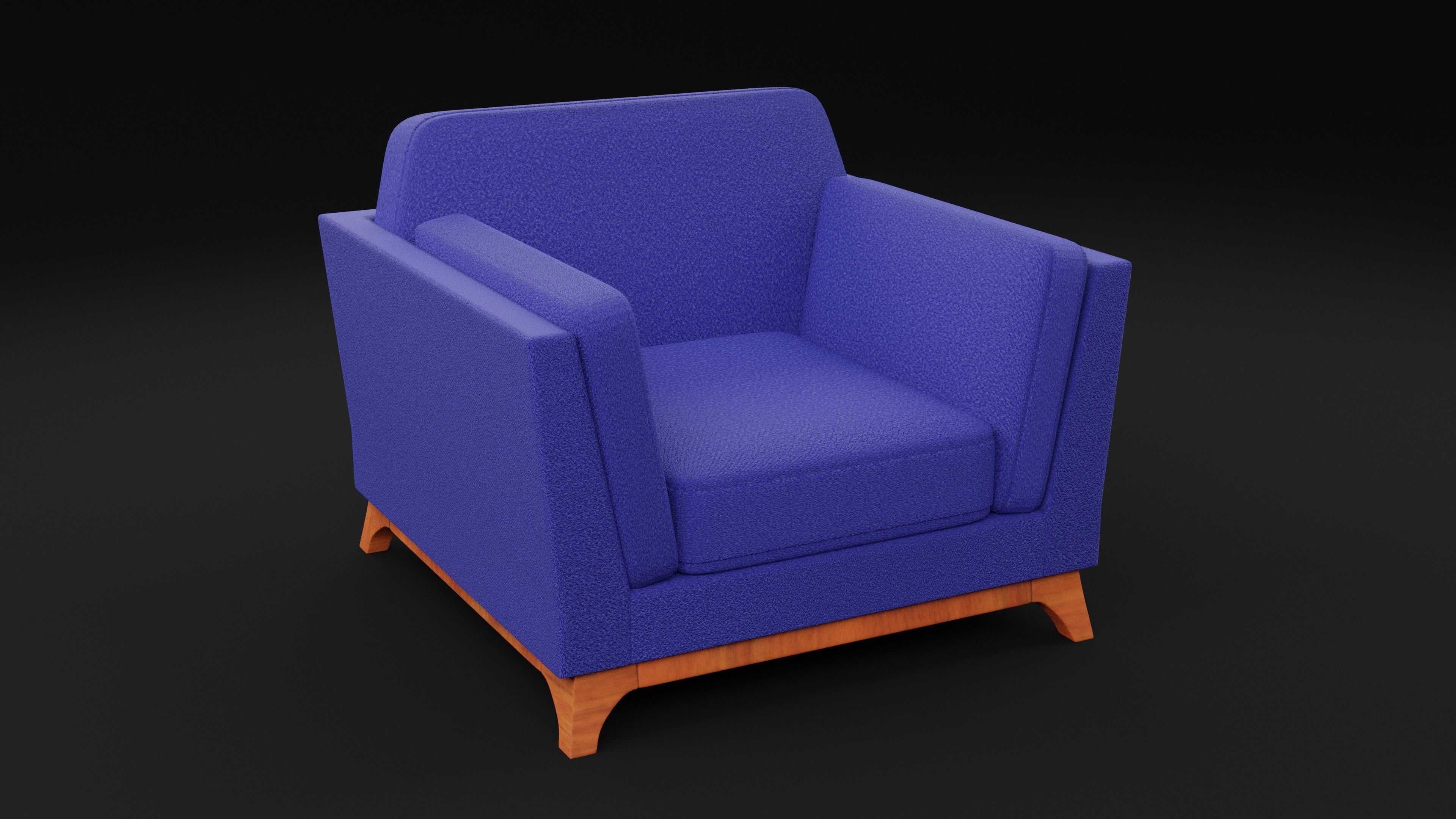 New Boston 1 Seater Sofa Blue Color Low-poly 3D model_5