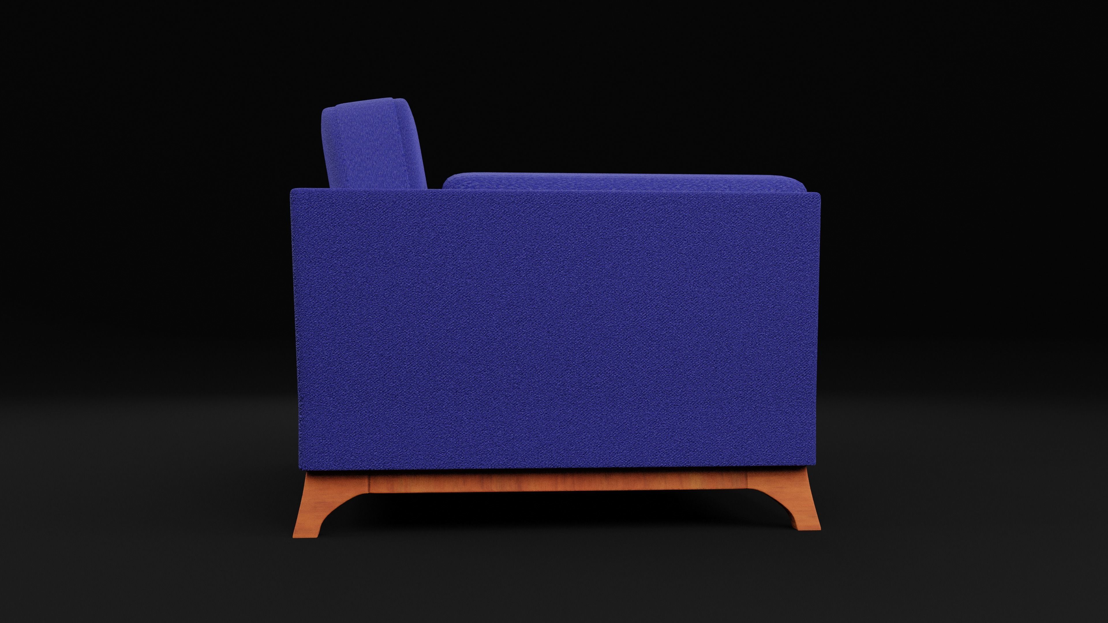 New Boston 1 Seater Sofa Blue Color Low-poly 3D model_2
