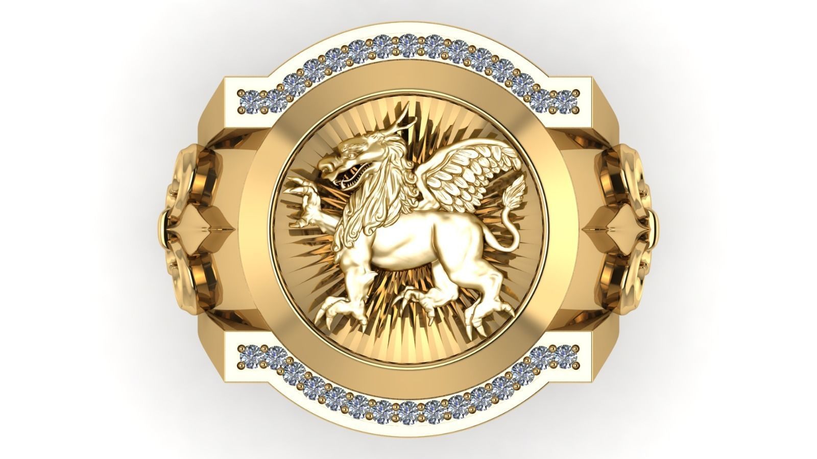 Guardian Lion Ring 3D print model_1