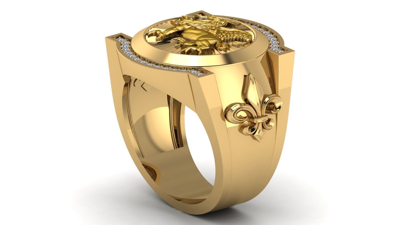 Guardian Lion Ring 3D print model_2