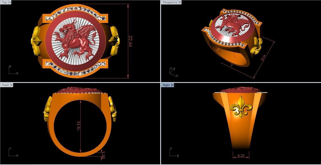 Guardian Lion Ring 3D print model_3